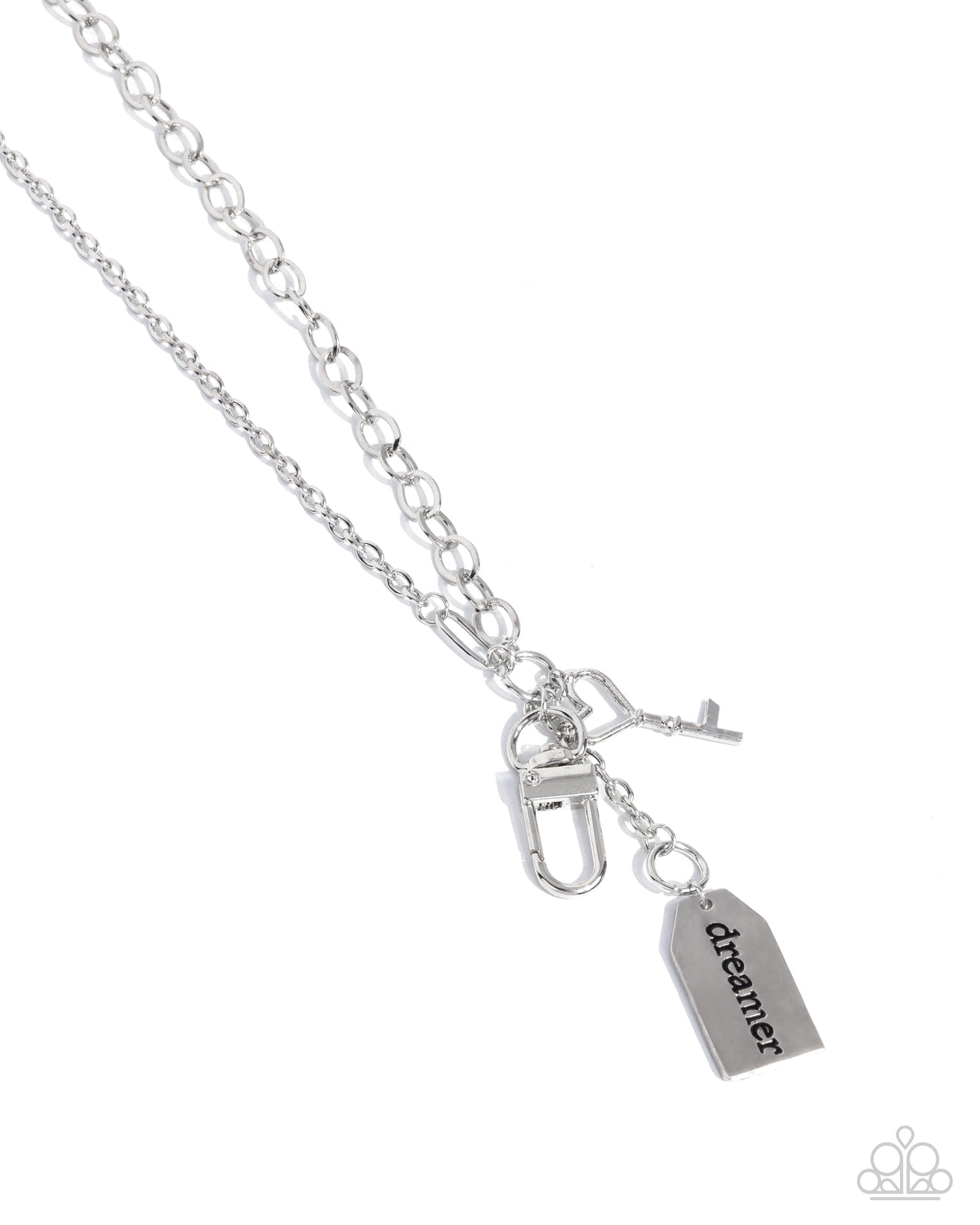 Dreamy Direction Silver &quot;Dreamer&quot; Charm Lanyard Necklace - Paparazzi Accessories- lightbox - CarasShop.com - $5 Jewelry by Cara Jewels