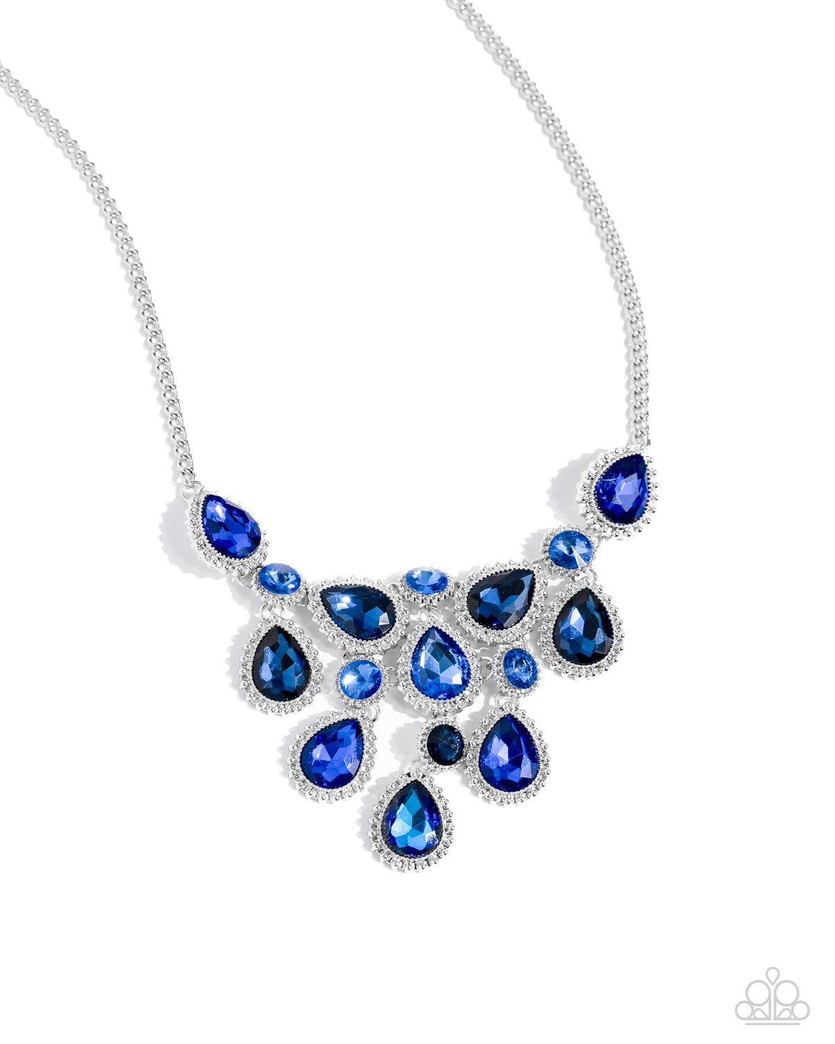 Dripping in Dazzle Blue Rhinestone Necklace - Paparazzi Accessories- lightbox - CarasShop.com - $5 Jewelry by Cara Jewels