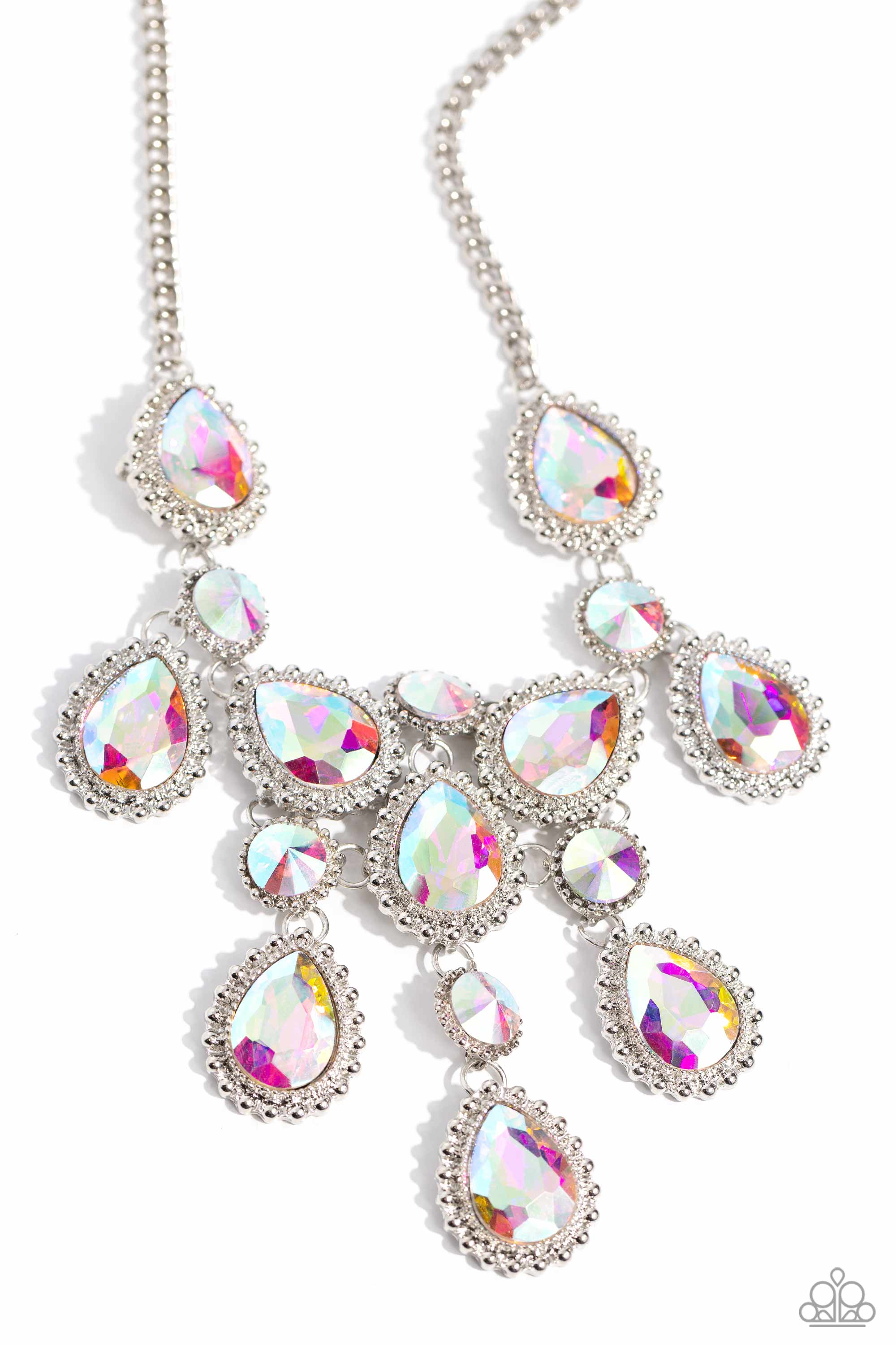 Dripping in Dazzle Multi Iridescent Rhinestone Necklace - Paparazzi Accessories- lightbox - CarasShop.com - $5 Jewelry by Cara Jewels