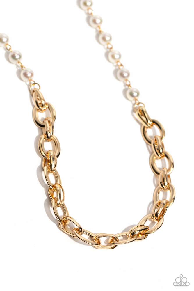 Dual Daydream Gold Necklace - Paparazzi Accessories- lightbox - CarasShop.com - $5 Jewelry by Cara Jewels