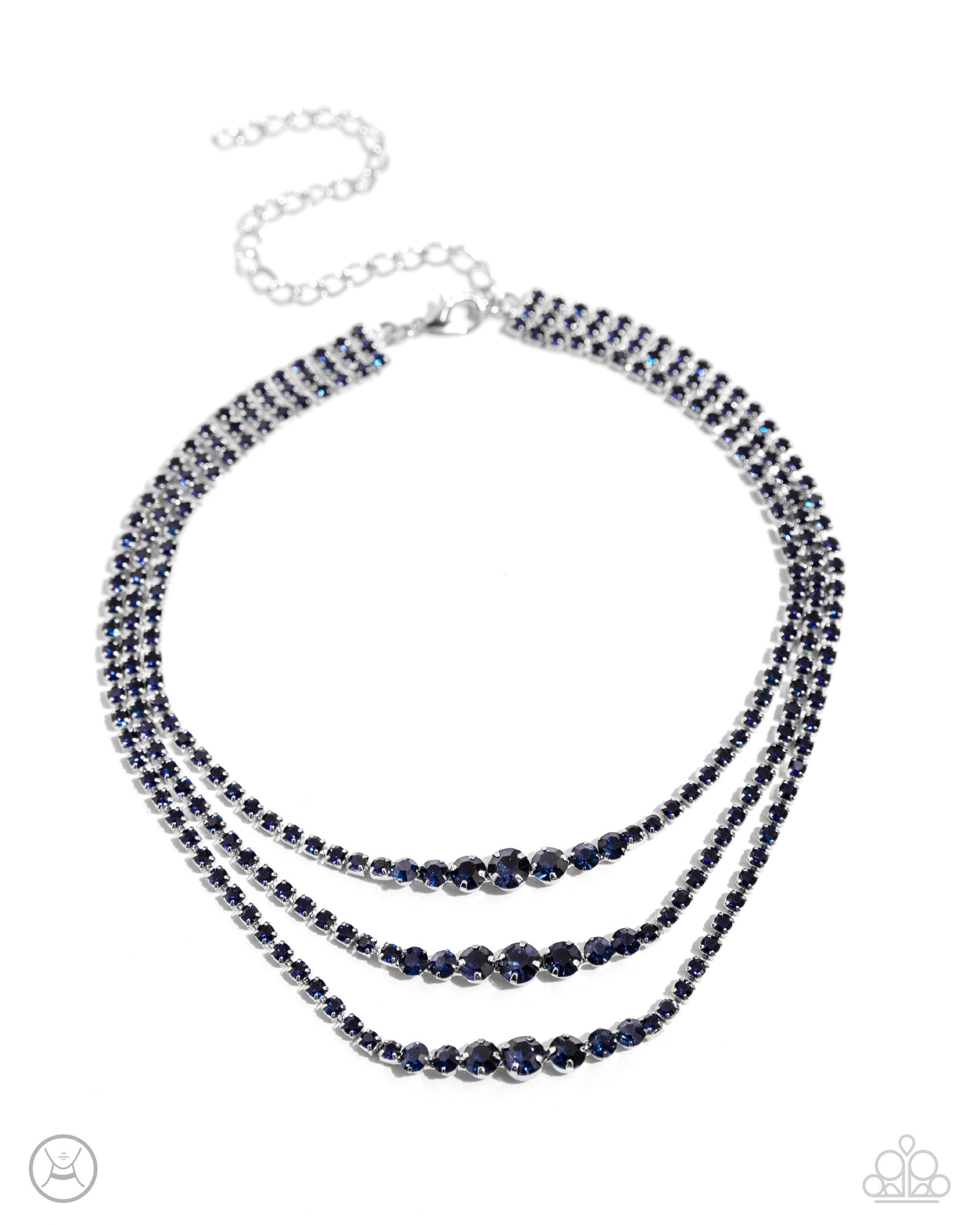 Dynamite Debut Blue Rhinestone Layered Necklace - Paparazzi Accessories- lightbox - CarasShop.com - $5 Jewelry by Cara Jewels