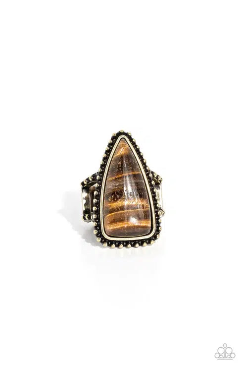 Earthy Engagement Brass Ring - Paparazzi Accessories- lightbox - CarasShop.com - $5 Jewelry by Cara Jewels
