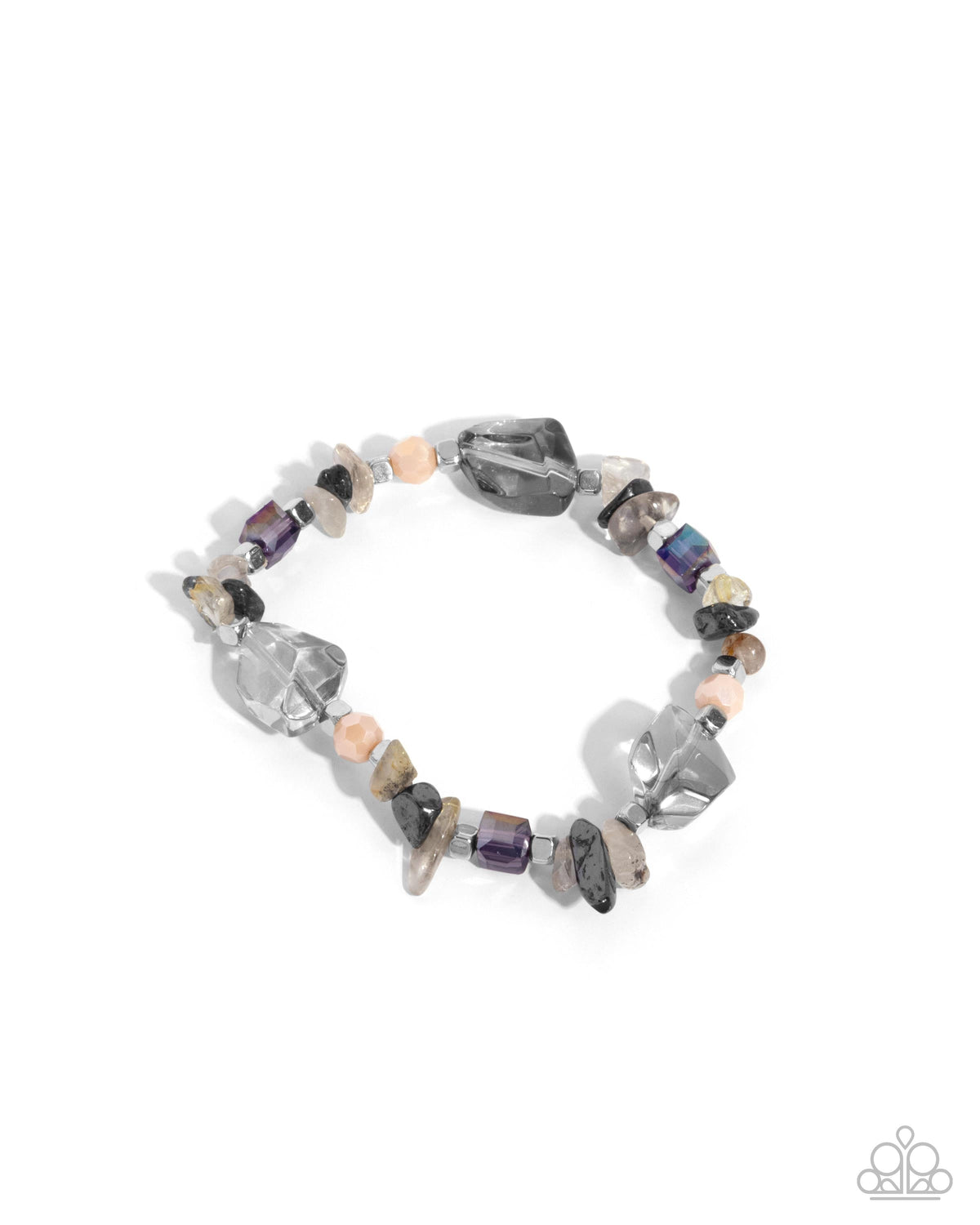 Eclectic Ease Silver &amp; Multi Stone Bracelet - Paparazzi Accessories- lightbox - CarasShop.com - $5 Jewelry by Cara Jewels