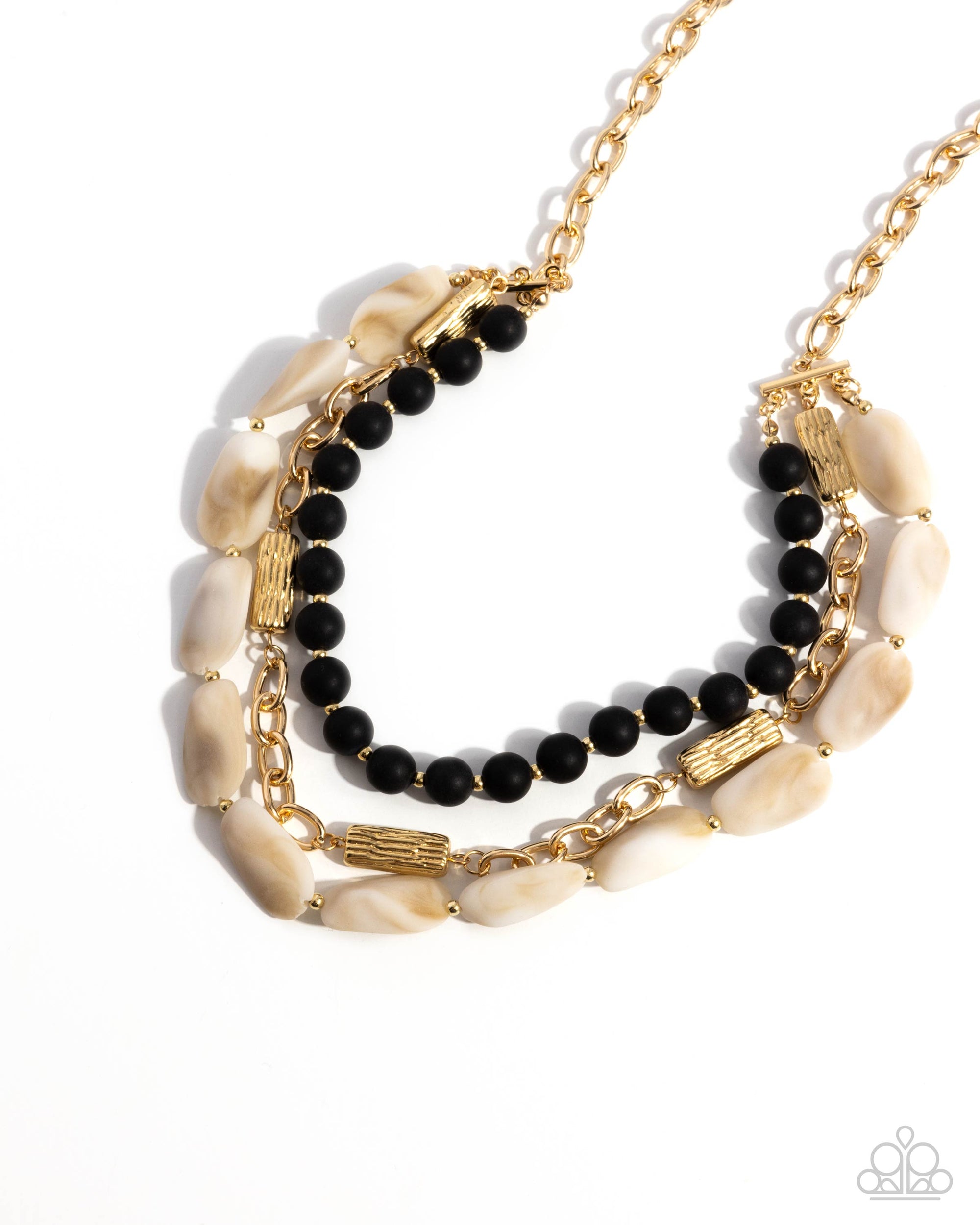 Eclectic Effect Black, Tan and Gold Necklace - Paparazzi Accessories- lightbox - CarasShop.com - $5 Jewelry by Cara Jewels