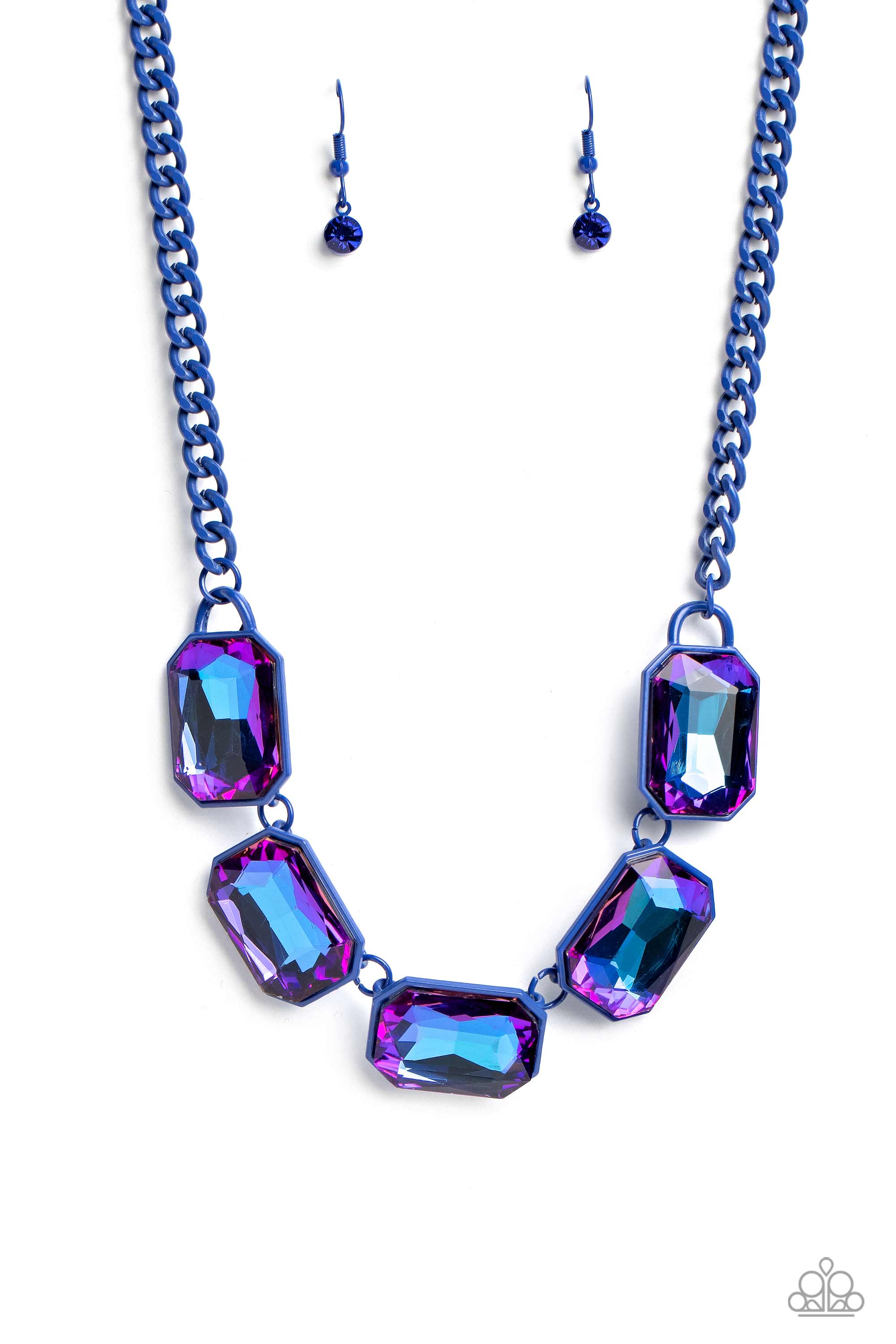 Emerald City Couture Blue UV Shimmer Rhinestone Necklace - Paparazzi Accessories- lightbox - CarasShop.com - $5 Jewelry by Cara Jewels