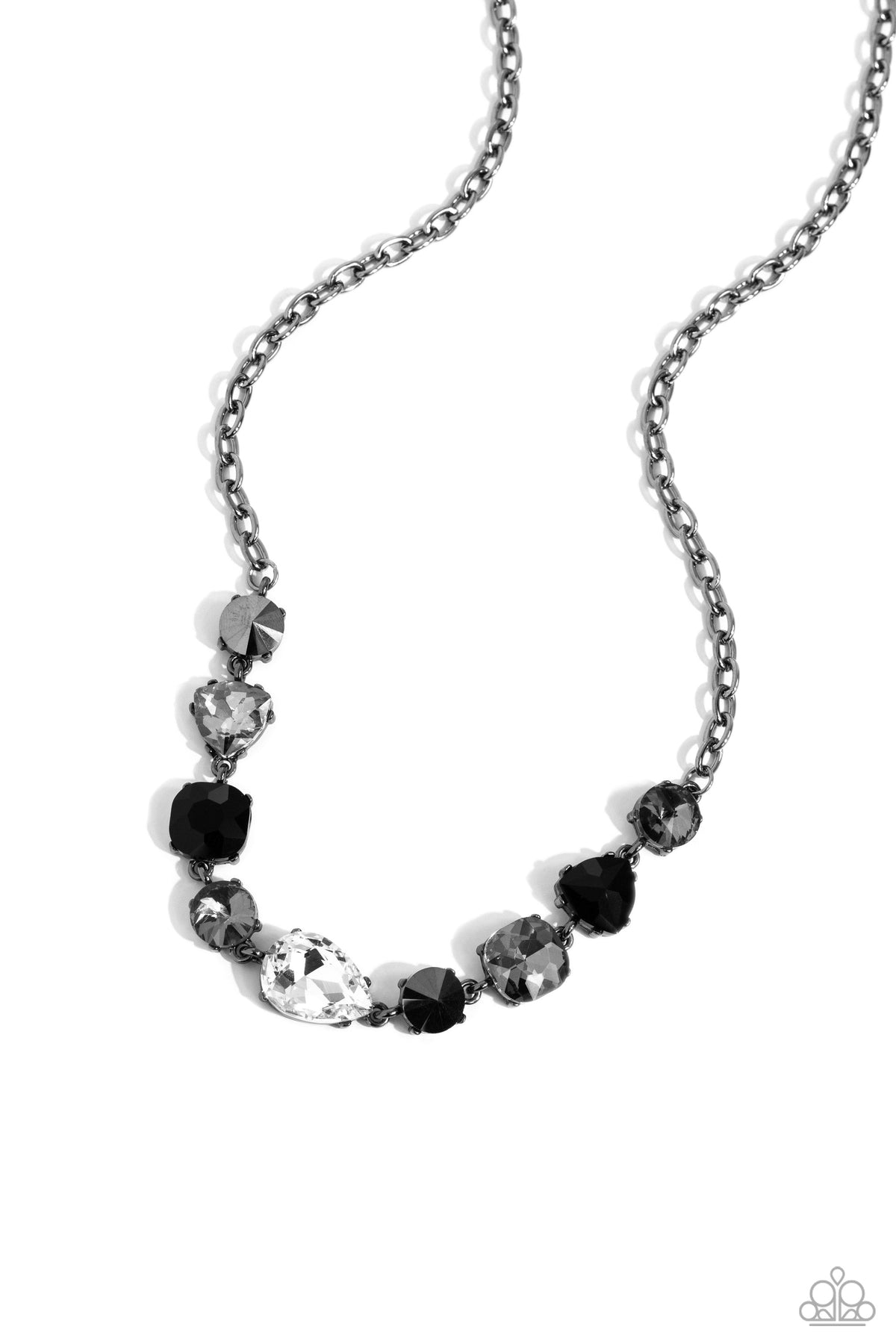 Emphatic Edge Black &amp; White Gem Necklace - Paparazzi Accessories- lightbox - CarasShop.com - $5 Jewelry by Cara Jewels