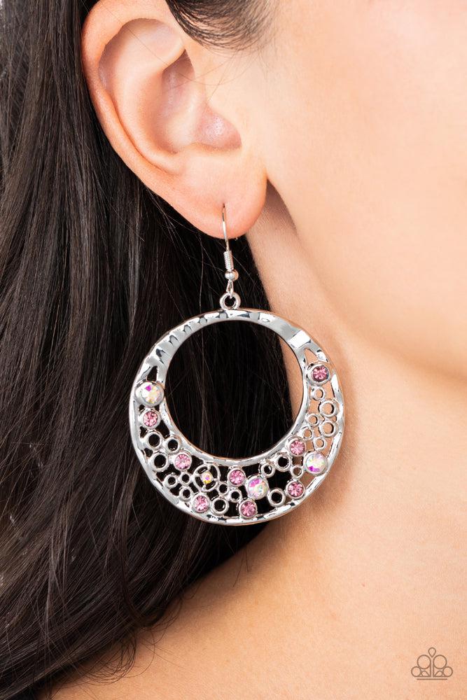 Enchanted Effervescence Purple Earrings - Paparazzi Accessories-on model - CarasShop.com - $5 Jewelry by Cara Jewels