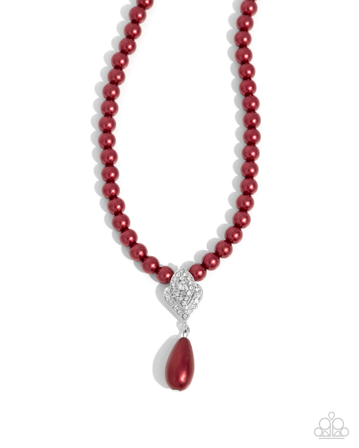 Eternal Elegance Red Pearl Necklace - Paparazzi Accessories- lightbox - CarasShop.com - $5 Jewelry by Cara Jewels