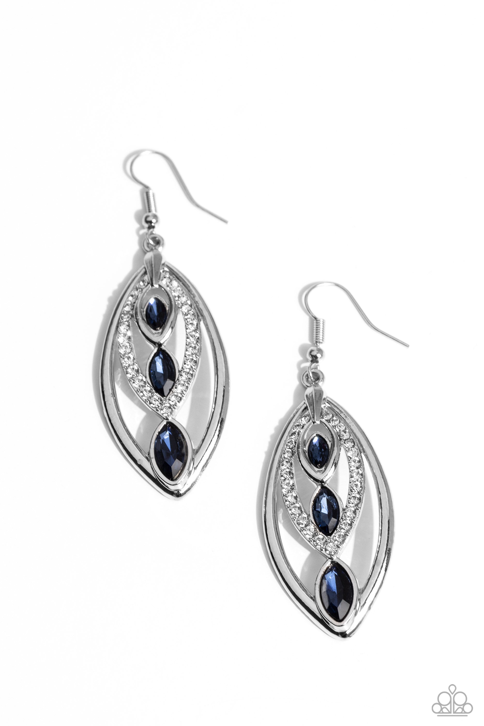 Extra Exuberant Blue Rhinestone Earrings - Paparazzi Accessories- lightbox - CarasShop.com - $5 Jewelry by Cara Jewels