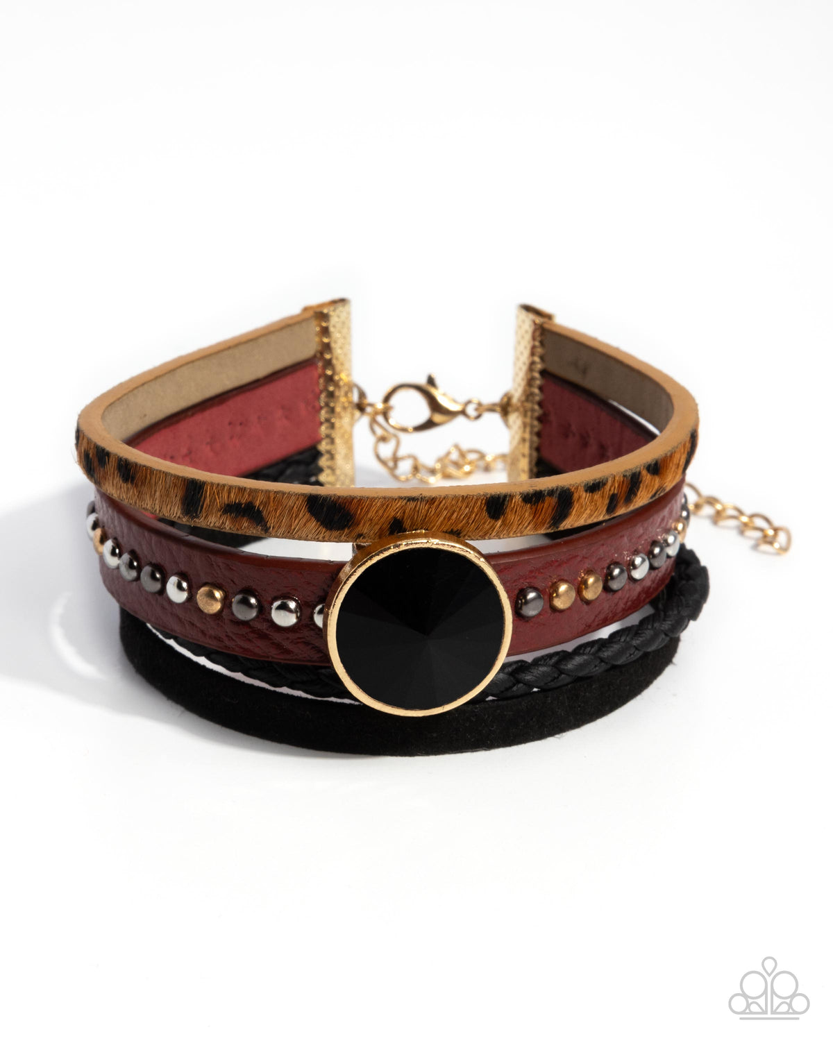 Fair LEATHER Red &amp; Black Animal Print Leather Bracelet - Paparazzi Accessories- lightbox - CarasShop.com - $5 Jewelry by Cara Jewels