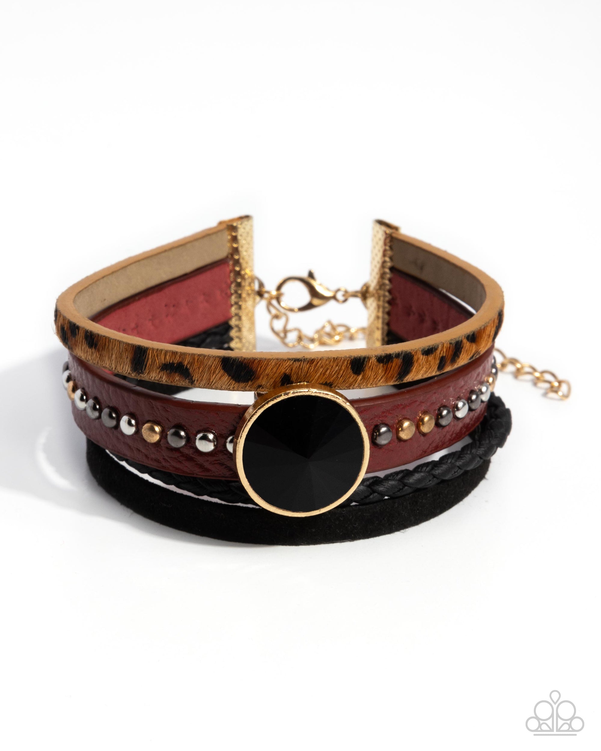 Fair LEATHER Red & Black Animal Print Leather Bracelet - Paparazzi Accessories- lightbox - CarasShop.com - $5 Jewelry by Cara Jewels