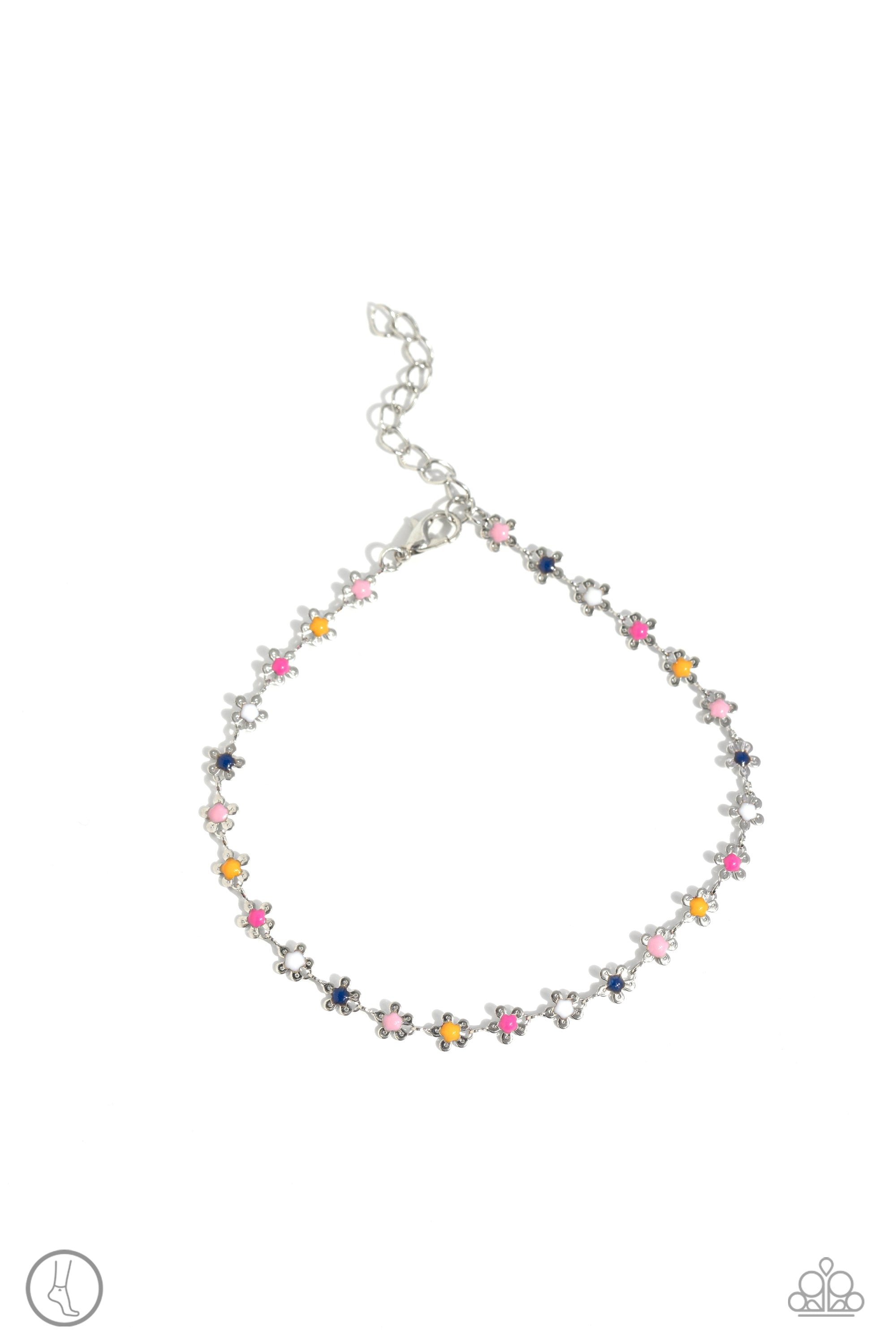 Familiar Florals Multi Flower Anklet - Paparazzi Accessories- lightbox - CarasShop.com - $5 Jewelry by Cara Jewels