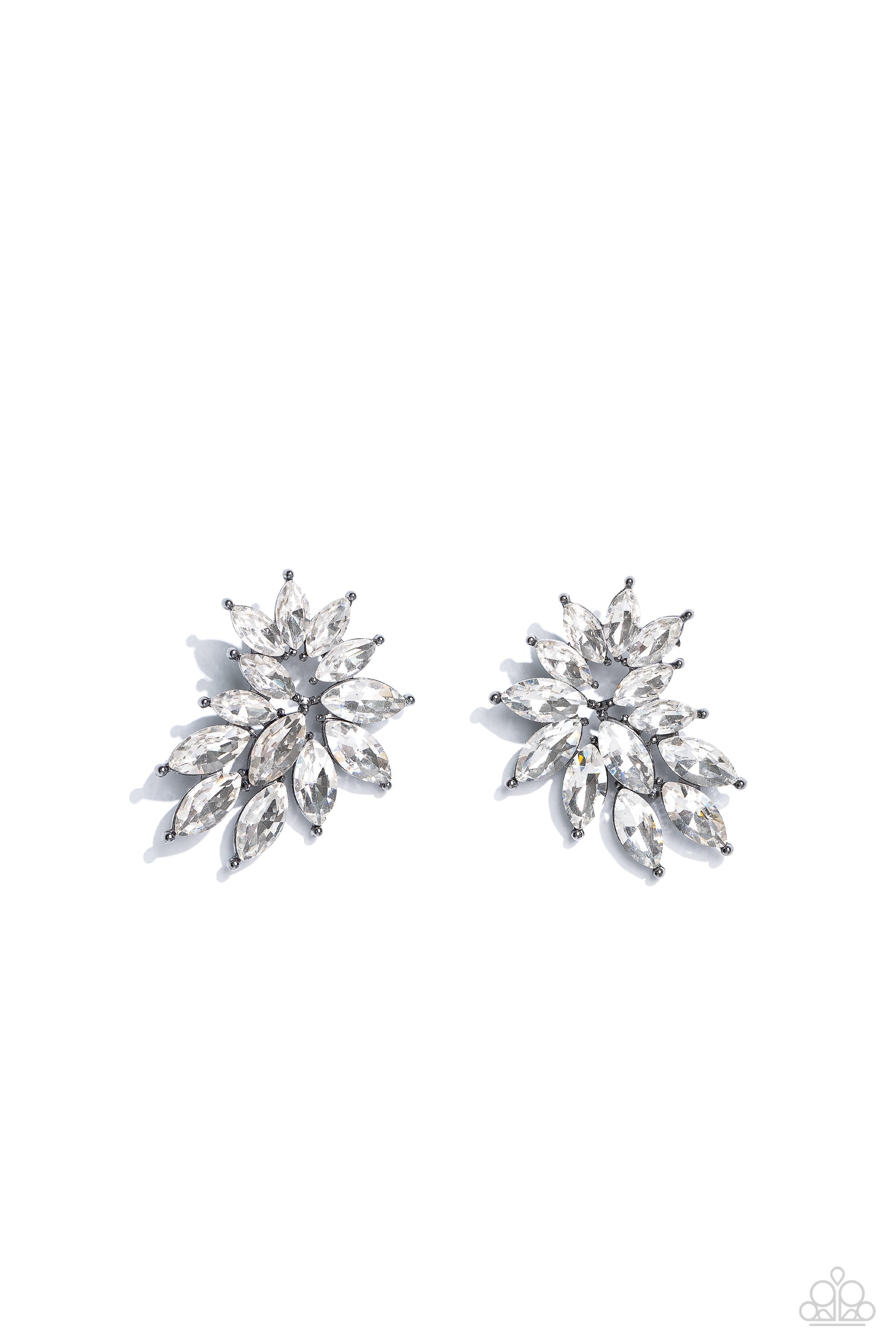 Fire Hazard Gunmetal Black & White Rhinestone Earrings - Paparazzi Accessories- lightbox - CarasShop.com - $5 Jewelry by Cara Jewels