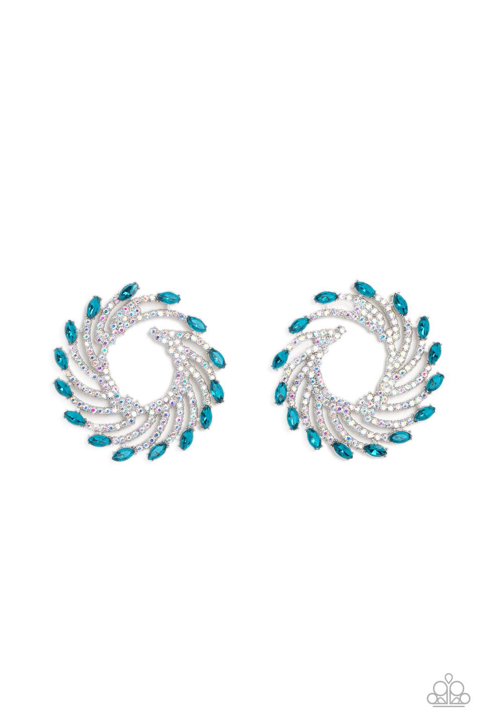 Firework Fanfare Blue Earrings - Paparazzi Accessories- lightbox - CarasShop.com - $5 Jewelry by Cara Jewels