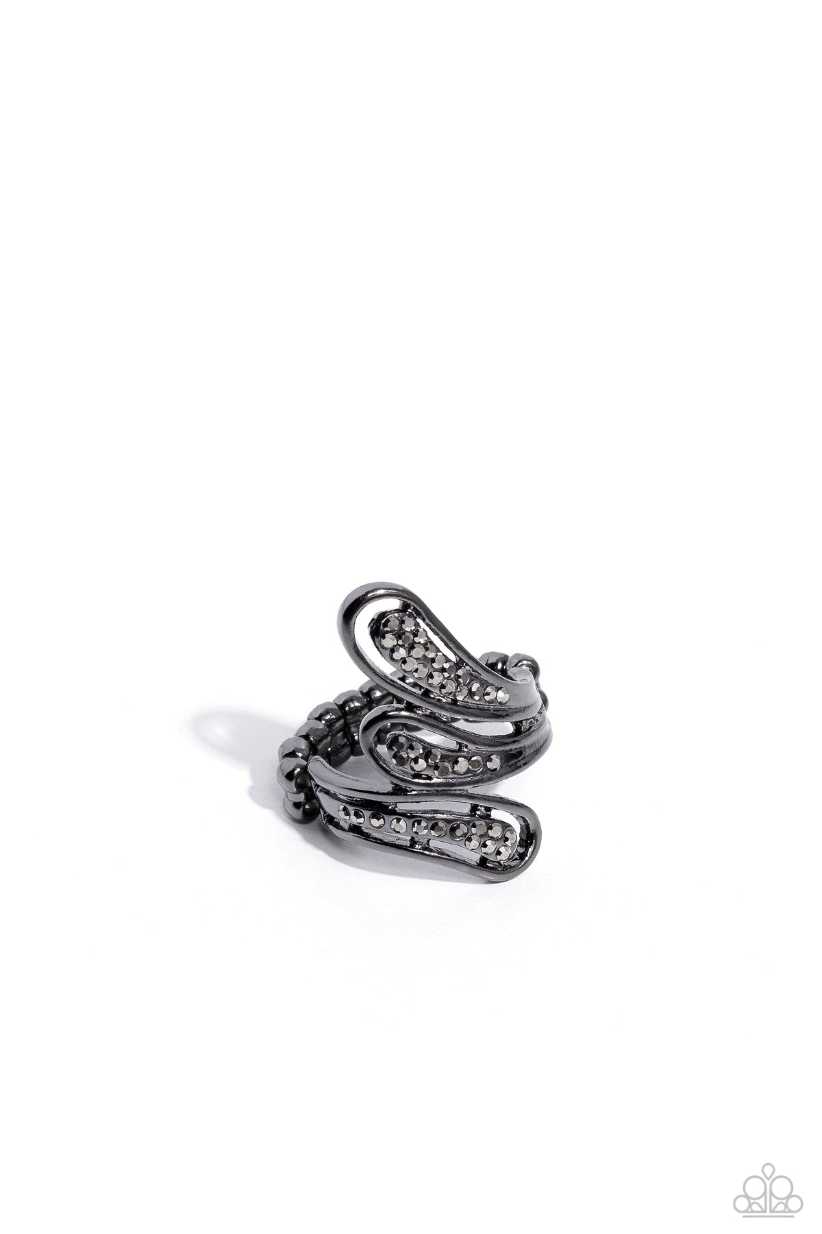 Flared Fashion Gunmetal Black &amp; Hematite Ring - Paparazzi Accessories- lightbox - CarasShop.com - $5 Jewelry by Cara Jewels