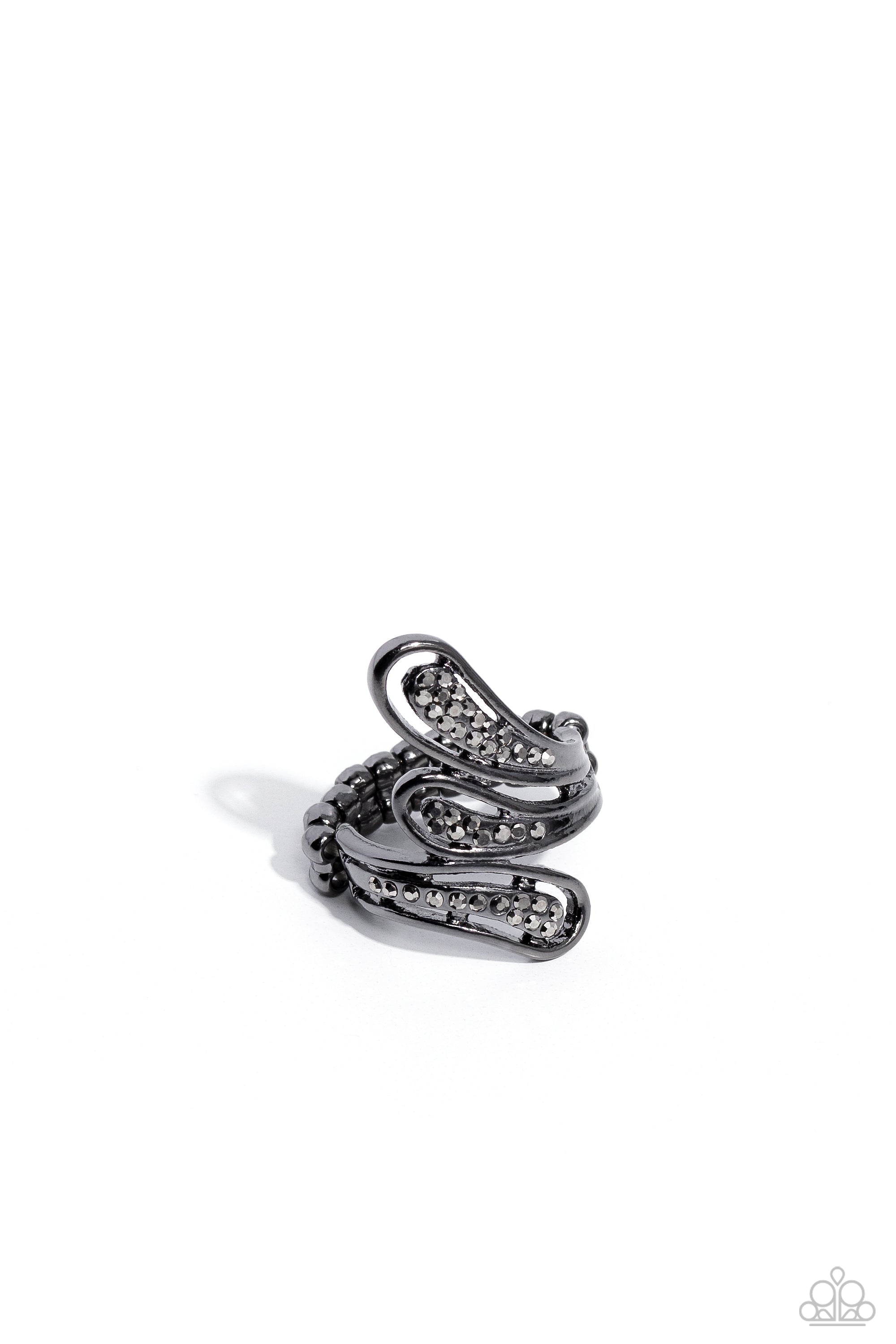 Flared Fashion Gunmetal Black & Hematite Ring - Paparazzi Accessories- lightbox - CarasShop.com - $5 Jewelry by Cara Jewels