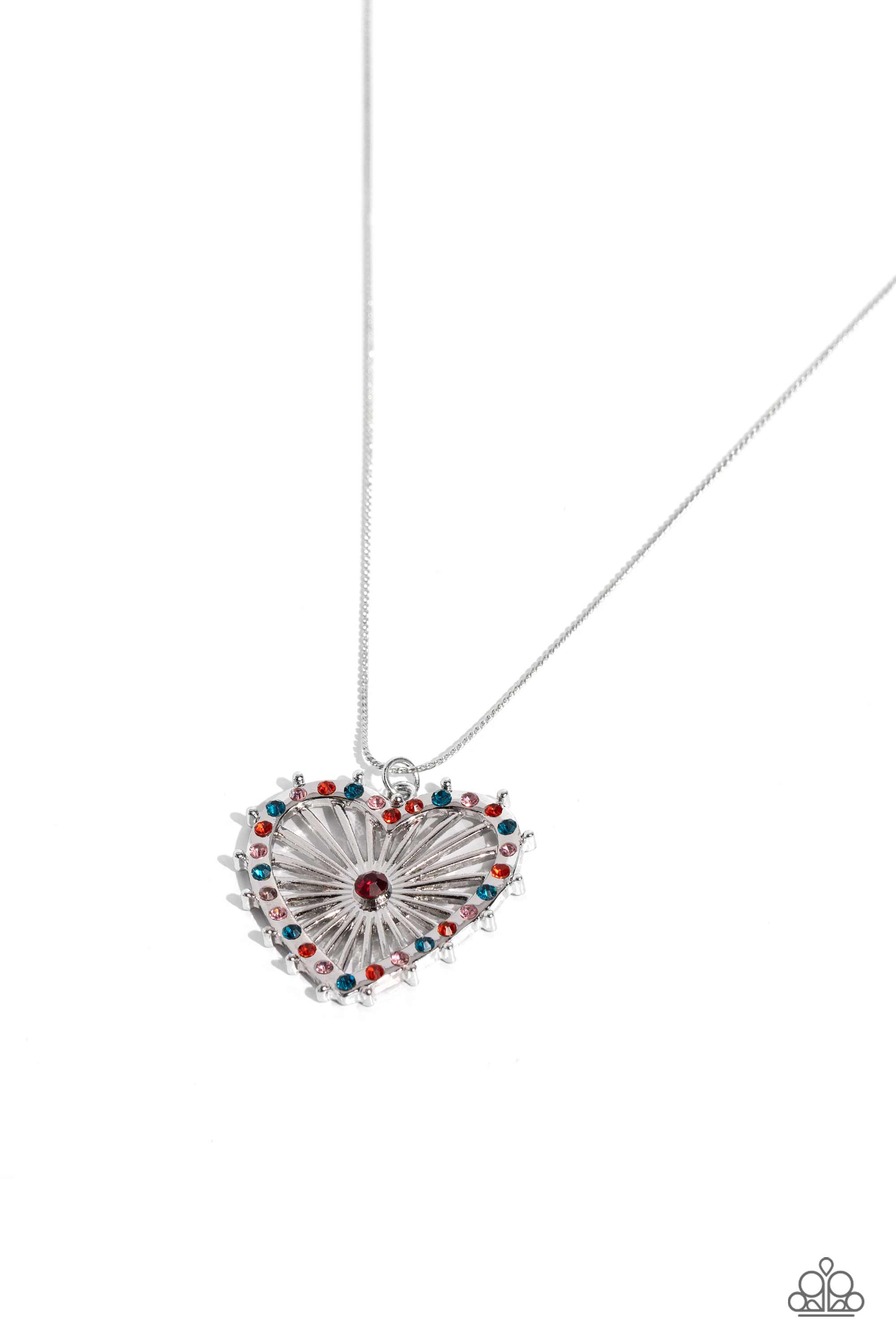 Flirting Ferris Wheel Red Rhinestone Heart Necklace - Paparazzi Accessories- lightbox - CarasShop.com - $5 Jewelry by Cara Jewels