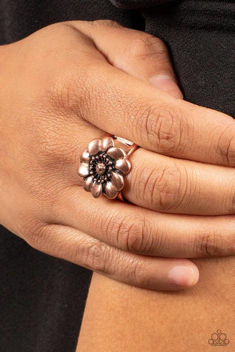 Floral Farmstead Copper Ring - Paparazzi Accessories- on model - CarasShop.com - $5 Jewelry by Cara Jewels