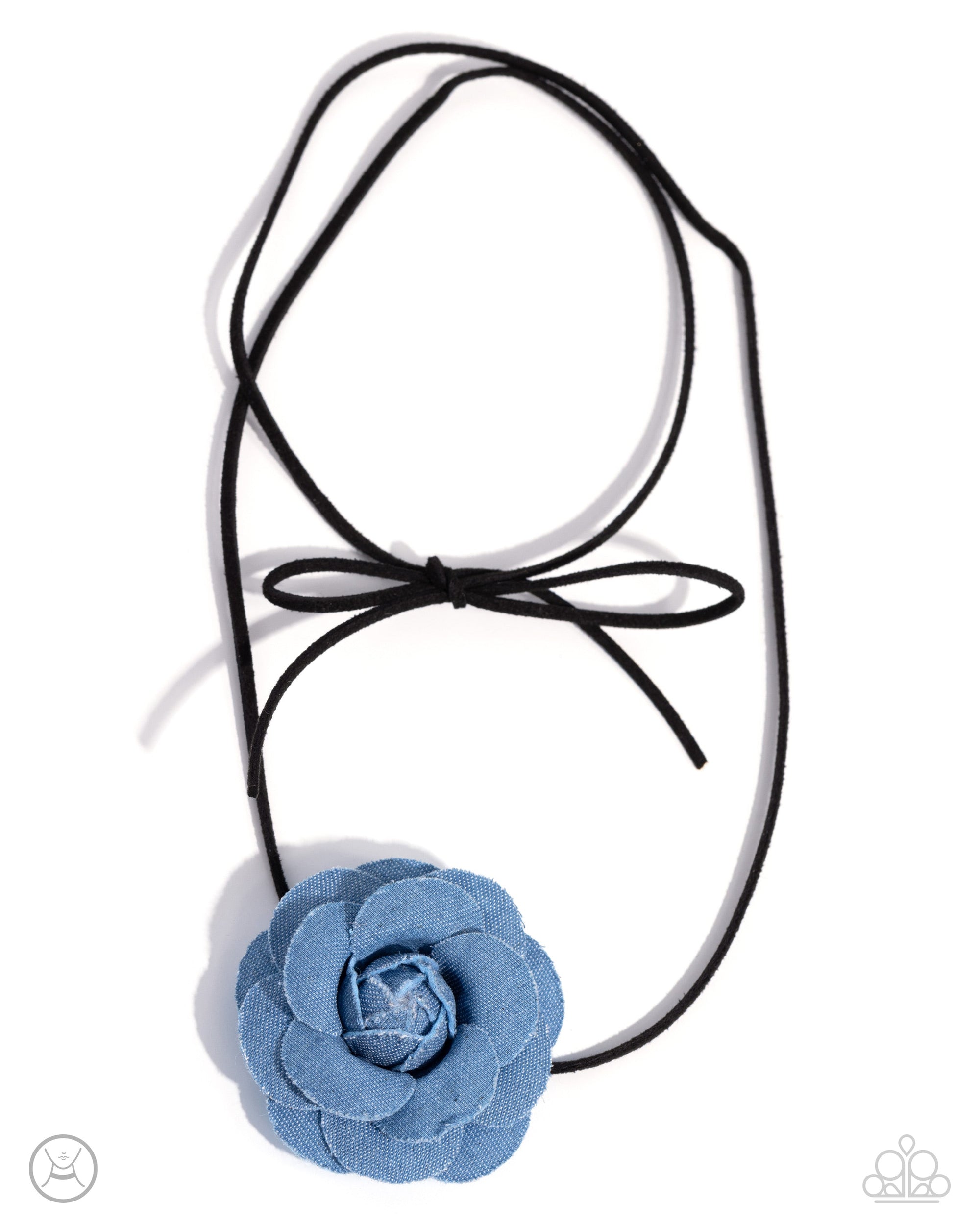 Floral Folktale Black & Blue Flower Choker Necklace - Paparazzi Accessories- lightbox - CarasShop.com - $5 Jewelry by Cara Jewels