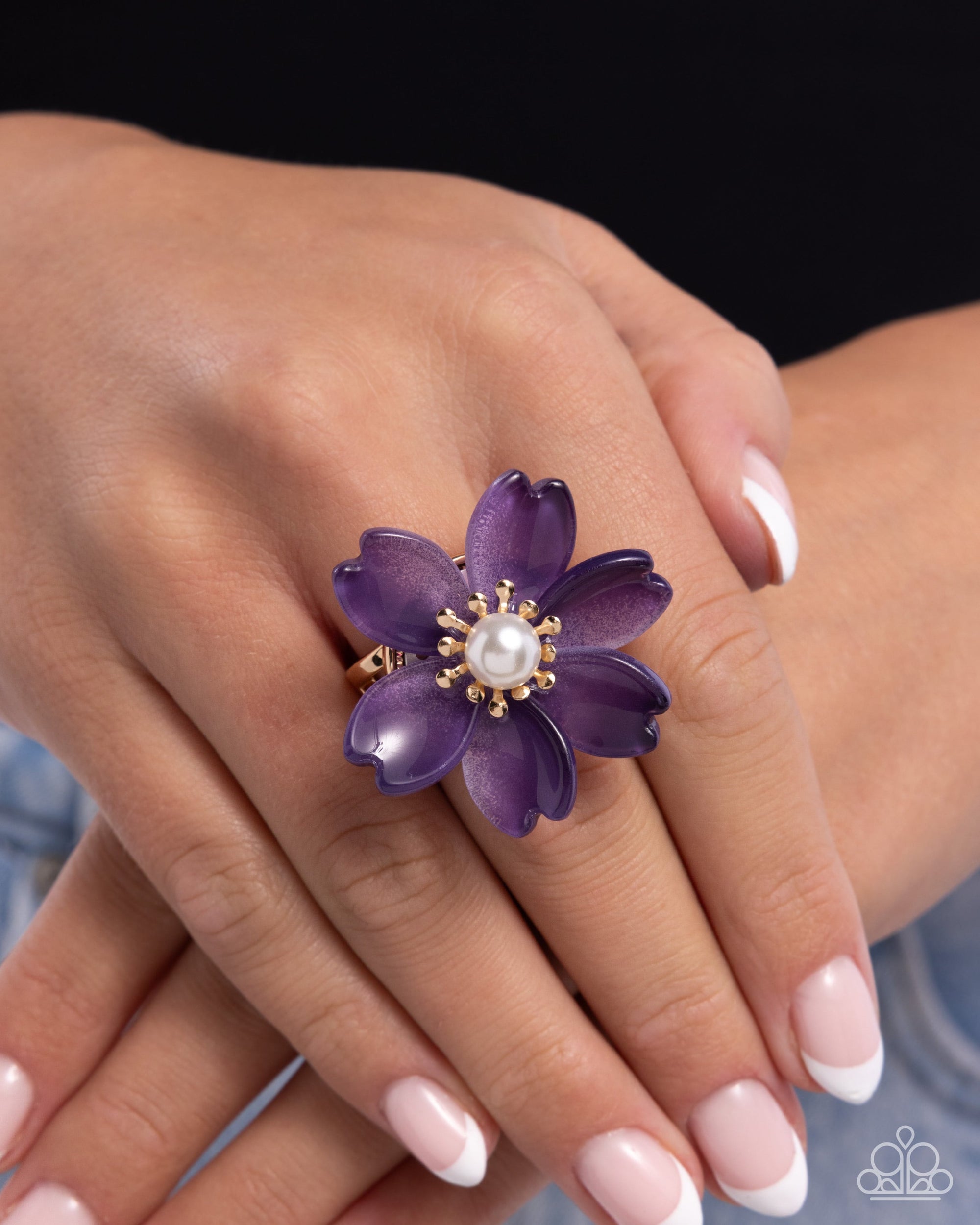 Floral Force Purple Flower Ring - Paparazzi Accessories- lightbox - CarasShop.com - $5 Jewelry by Cara Jewels