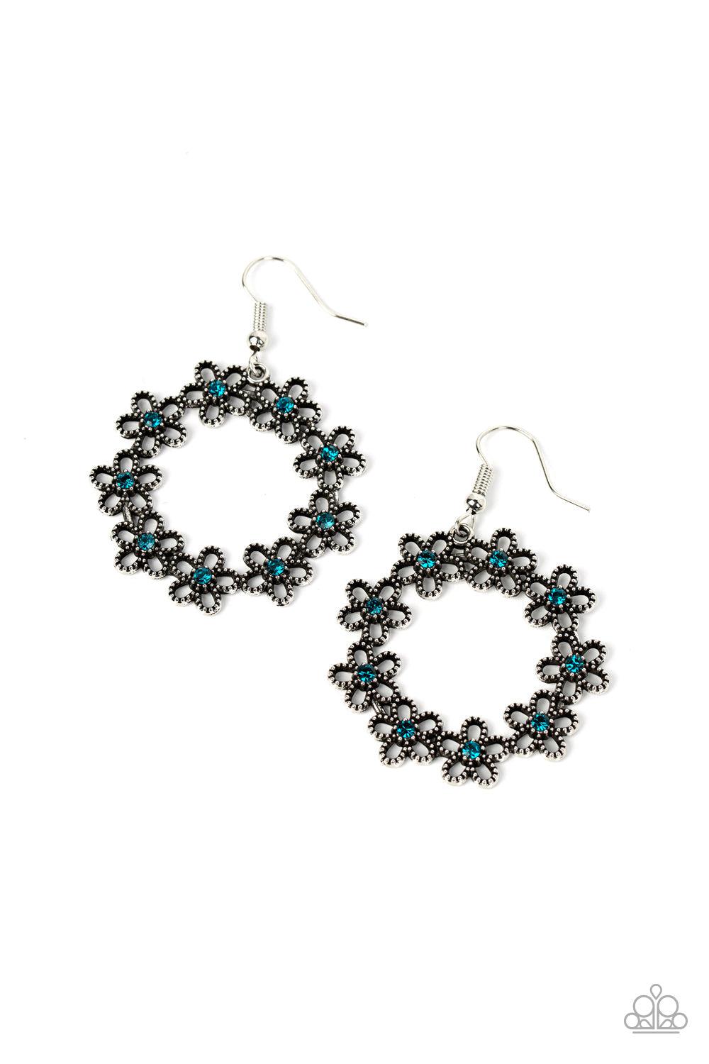 Floral Halos Blue Earrings - Paparazzi Accessories- lightbox - CarasShop.com - $5 Jewelry by Cara Jewels