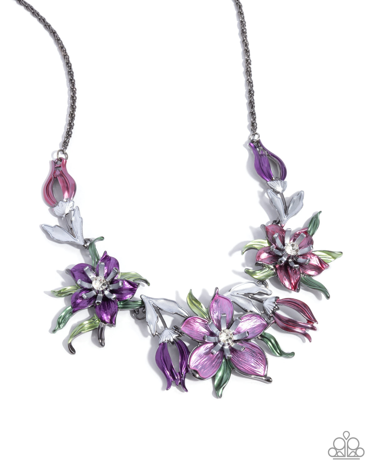 Floral Protocol Multi Purple Necklace - Paparazzi Accessories- lightbox - CarasShop.com - $5 Jewelry by Cara Jewels