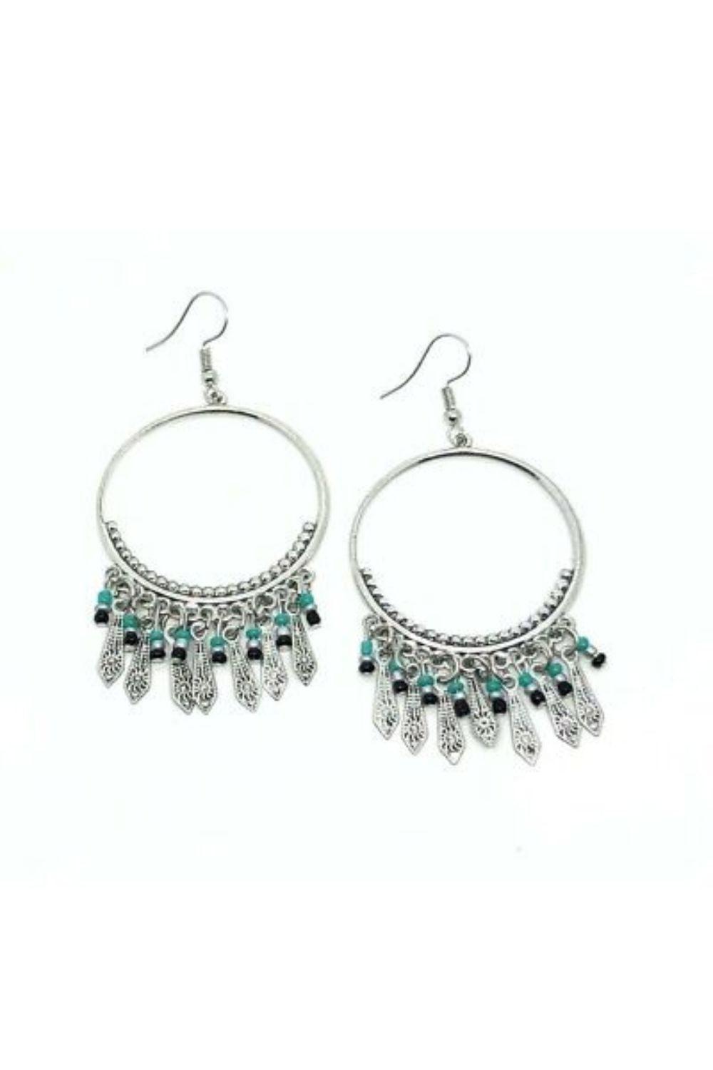 Floral Serenity Silver and Blue Earrings - Paparazzi Accessories- on model - CarasShop.com - $5 Jewelry by Cara Jewels