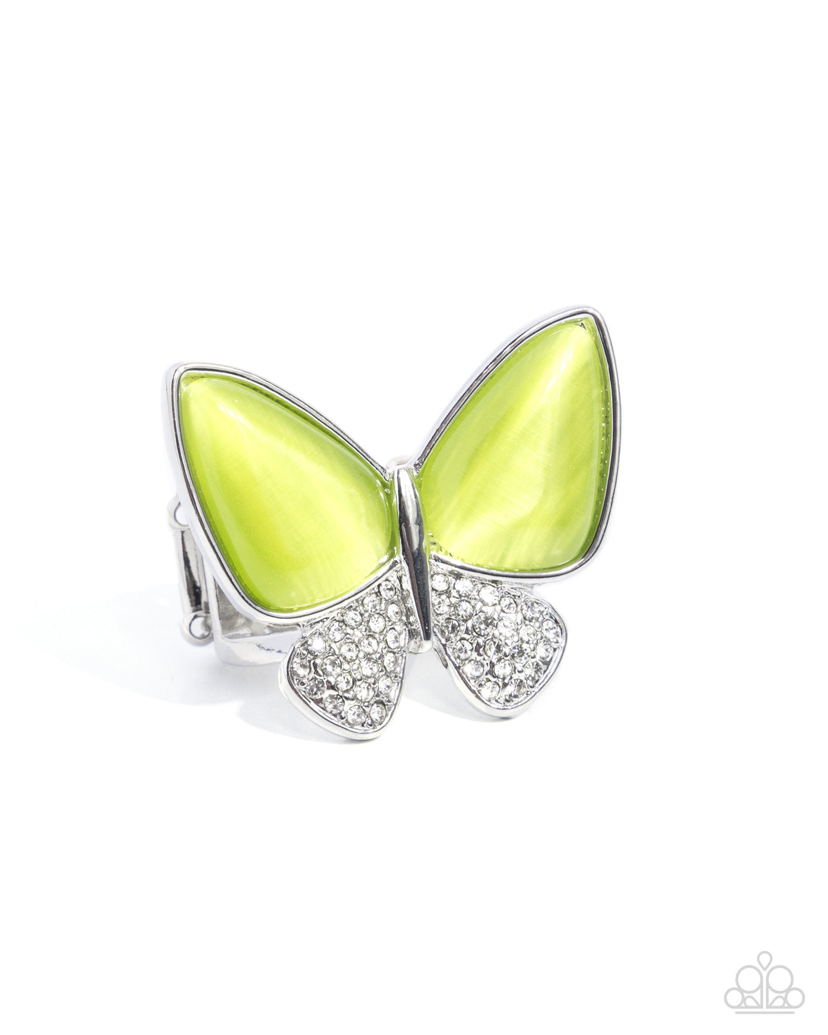 Fluttering Flex Green Cat&#39;s Eye Stone Butterfly Ring - Paparazzi Accessories- lightbox - CarasShop.com - $5 Jewelry by Cara Jewels