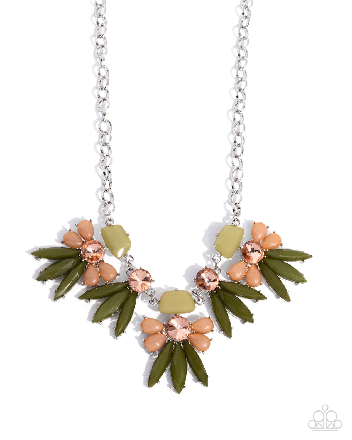 Folklore Flair Green Floral Necklace - Paparazzi Accessories- lightbox - CarasShop.com - $5 Jewelry by Cara Jewels