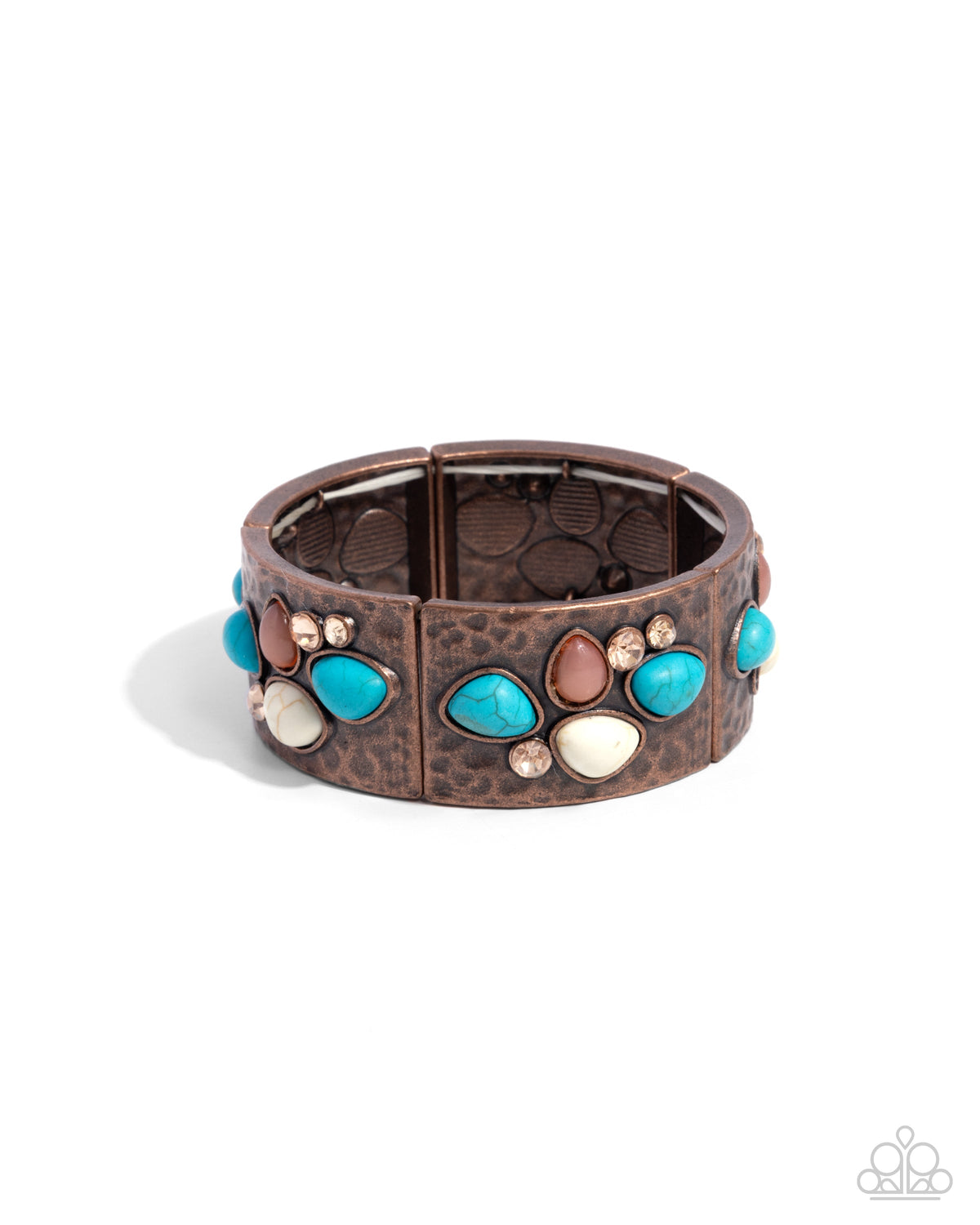 Folksy Fame Copper &amp; Turquoise Blue Stone Bracelet - Paparazzi Accessories- lightbox - CarasShop.com - $5 Jewelry by Cara Jewels