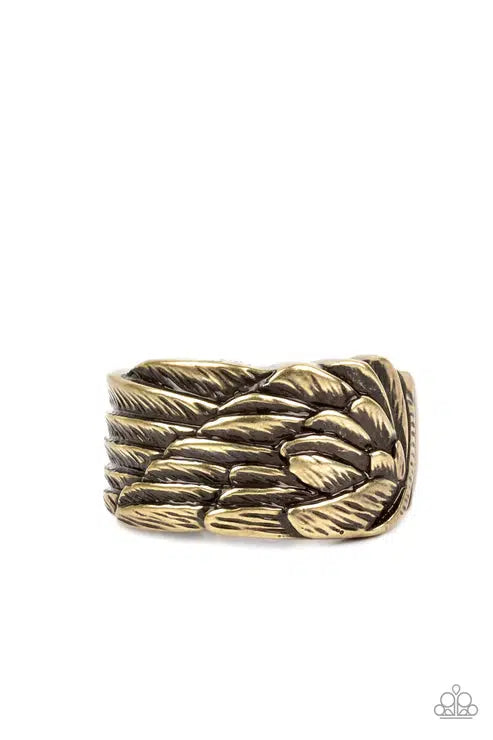 Fossil Fuel Brass Men&#39;s Ring - Paparazzi Accessories- lightbox - CarasShop.com - $5 Jewelry by Cara Jewels