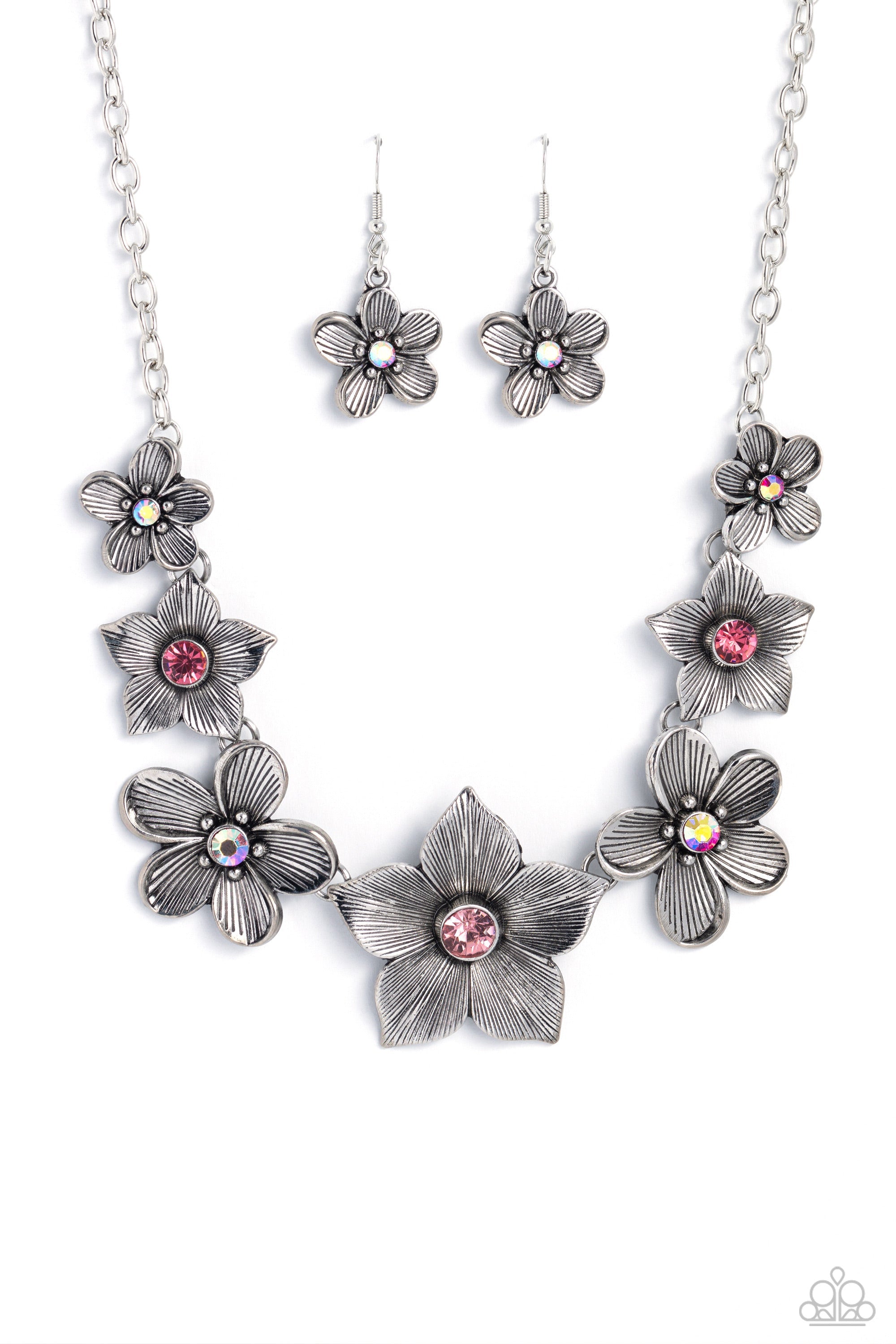 Free FLORAL Pink Necklace - Paparazzi Accessories- lightbox - CarasShop.com - $5 Jewelry by Cara Jewels