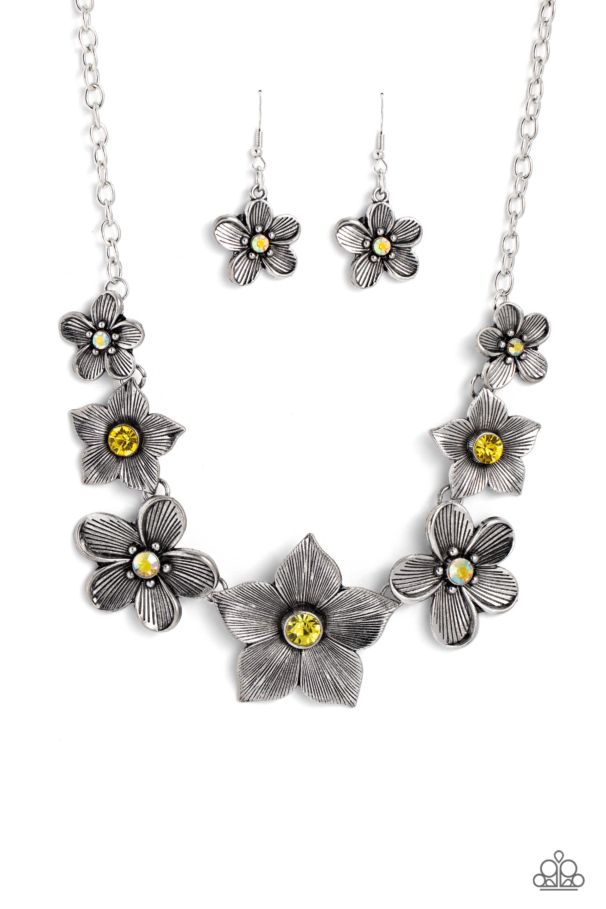 Free FLORAL Yellow Flower Necklace - Paparazzi Accessories- lightbox - CarasShop.com - $5 Jewelry by Cara Jewels