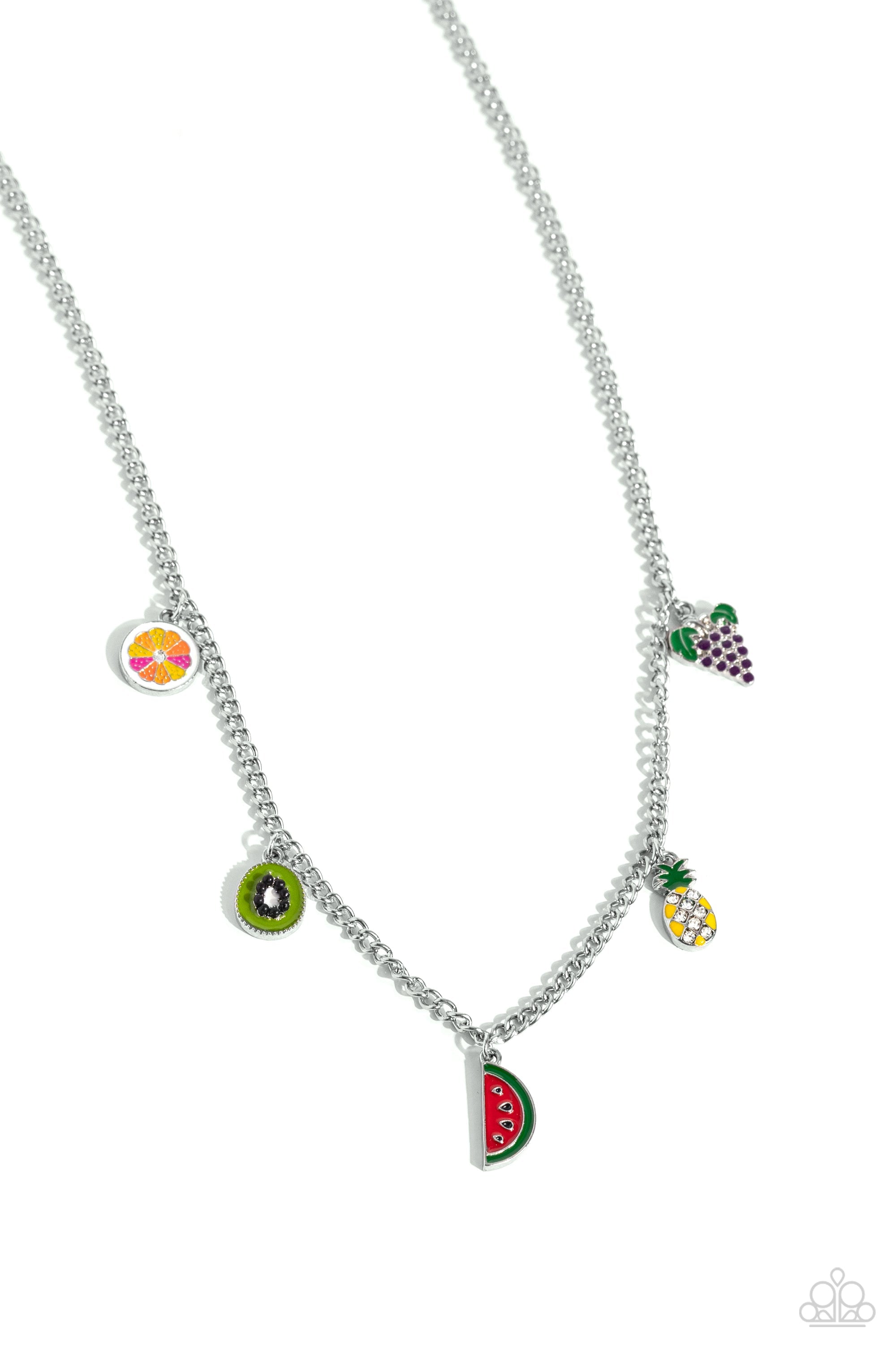 Fruity Flair Multi Charm Necklace - Paparazzi Accessories- lightbox - CarasShop.com - $5 Jewelry by Cara Jewels