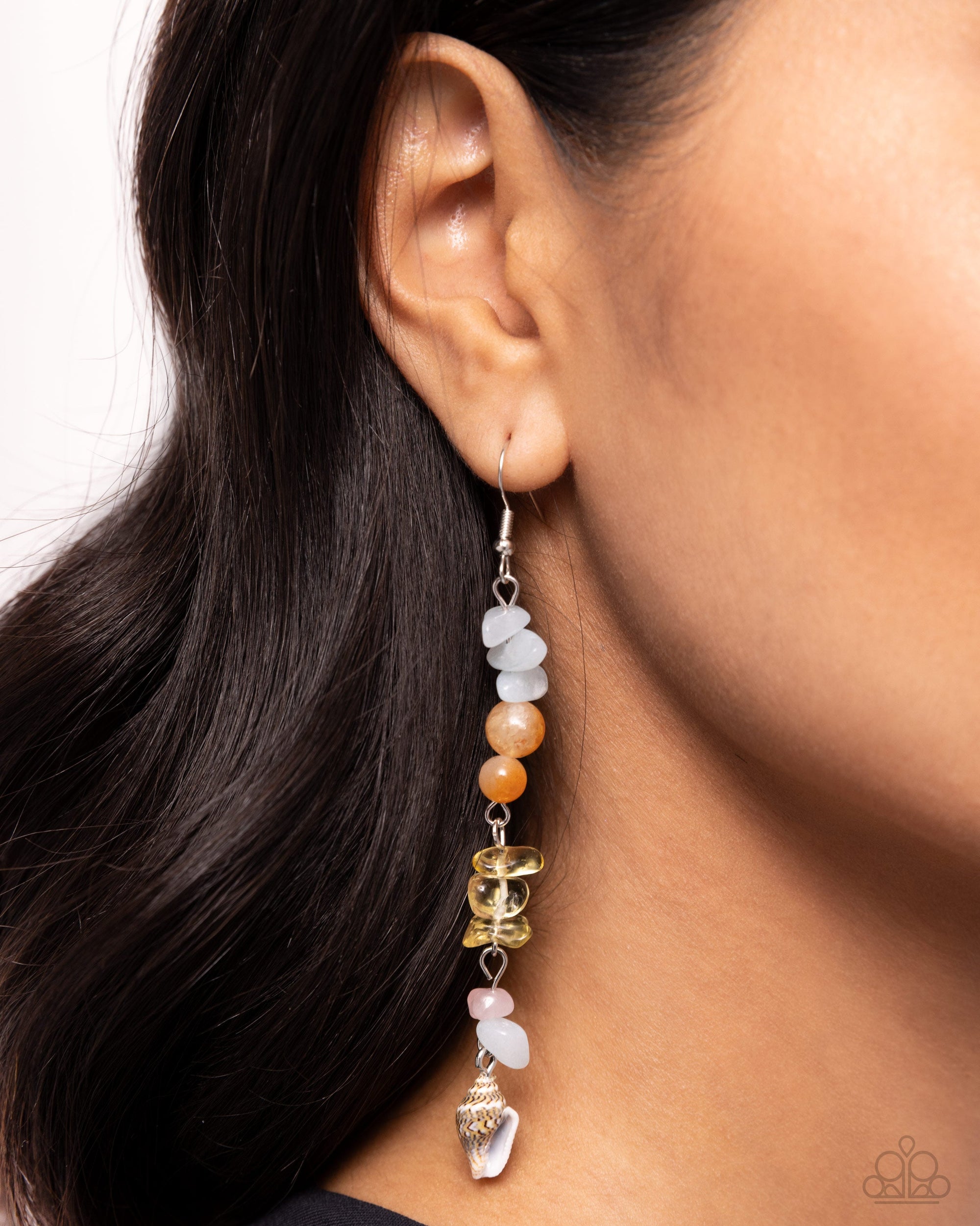 Game of STONES Multi Stone & Seashell Earrings - Paparazzi Accessories- lightbox - CarasShop.com - $5 Jewelry by Cara Jewels