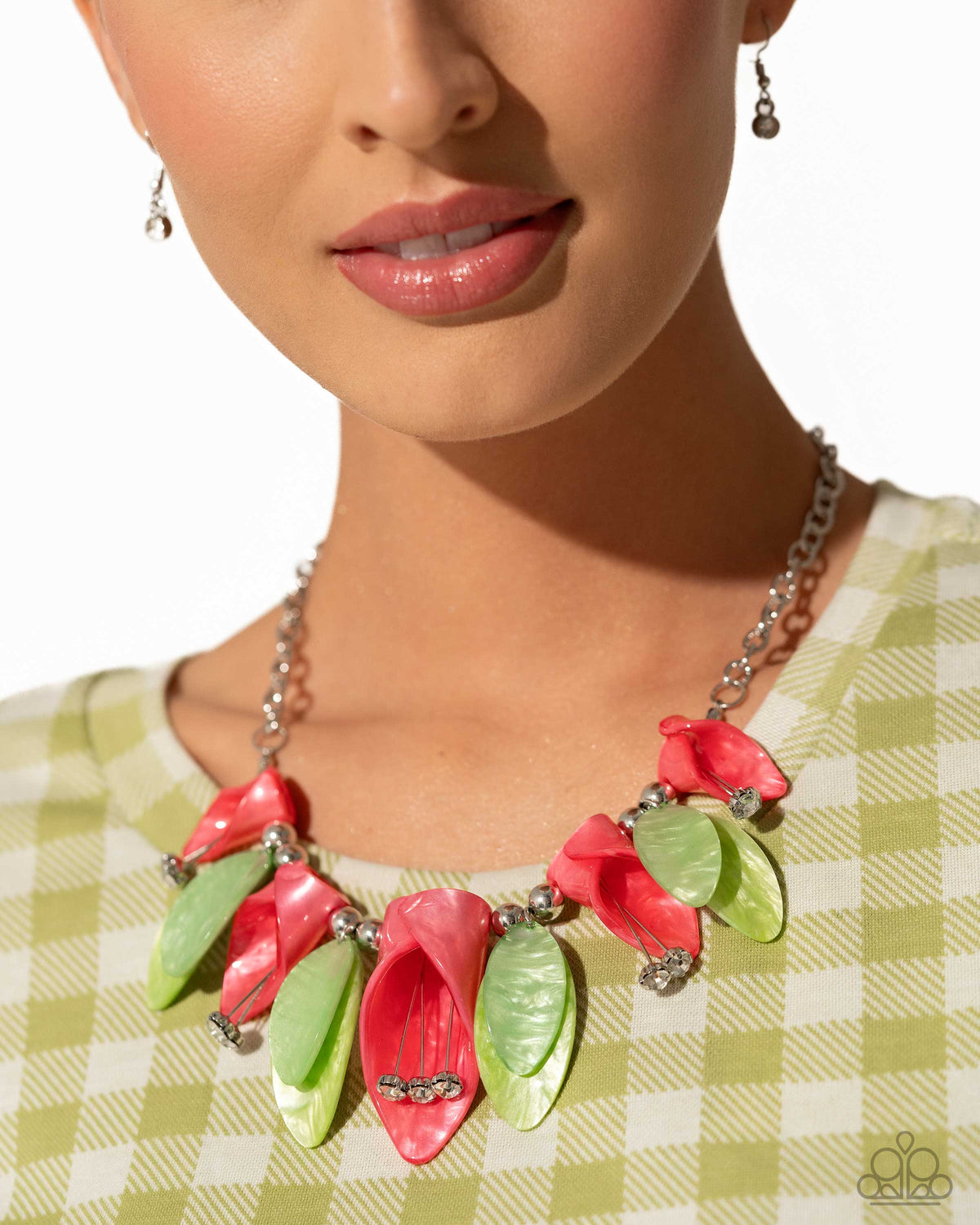 Garden Gaze Multi Acrylic Floral Necklace - Paparazzi Accessories-on model - CarasShop.com - $5 Jewelry by Cara Jewels