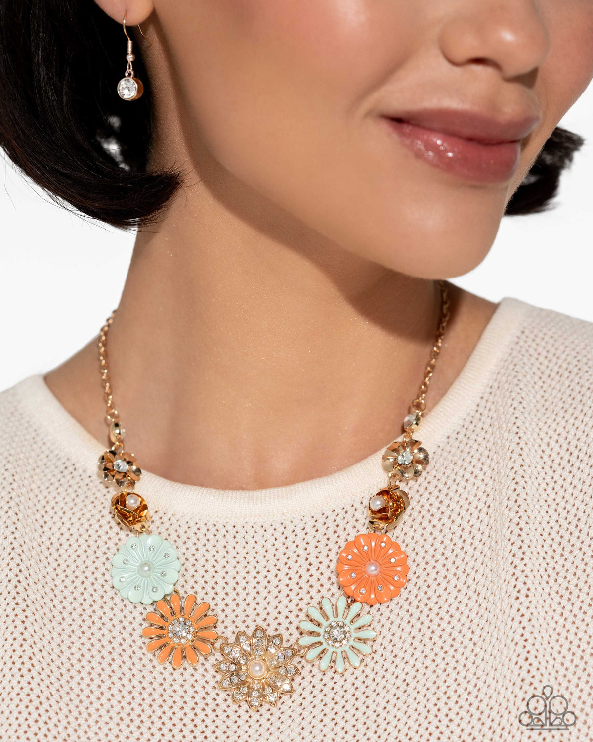 Garden Gesture Multi Flower Necklace - Paparazzi Accessories-on model - CarasShop.com - $5 Jewelry by Cara Jewels