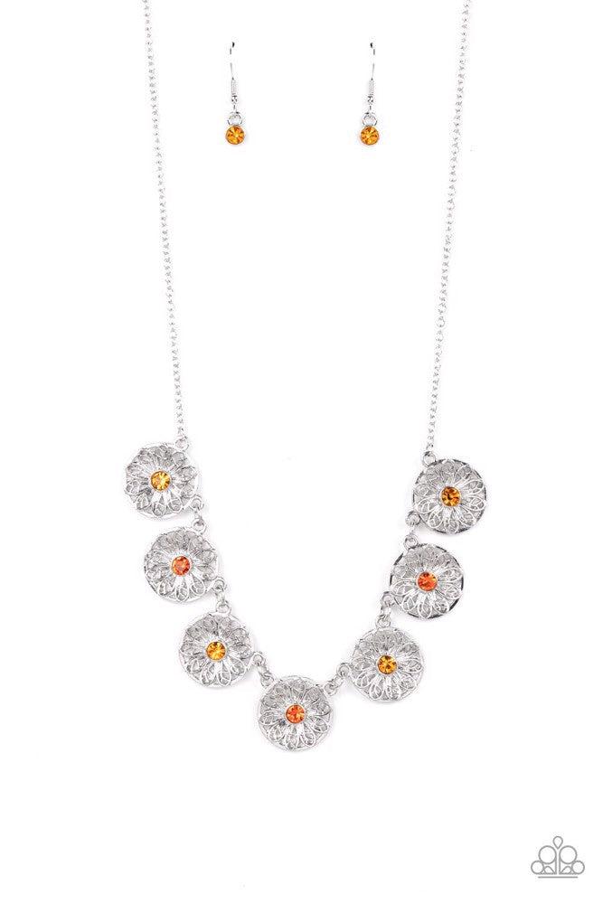 Garden Greetings Orange Necklace - Paparazzi Accessories- lightbox - CarasShop.com - $5 Jewelry by Cara Jewels