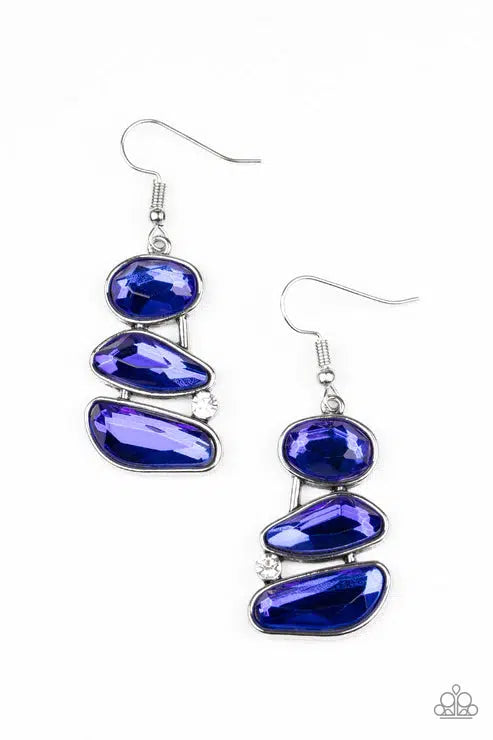 Gem Galaxy Blue Earrings - Paparazzi Accessories- lightbox - CarasShop.com - $5 Jewelry by Cara Jewels