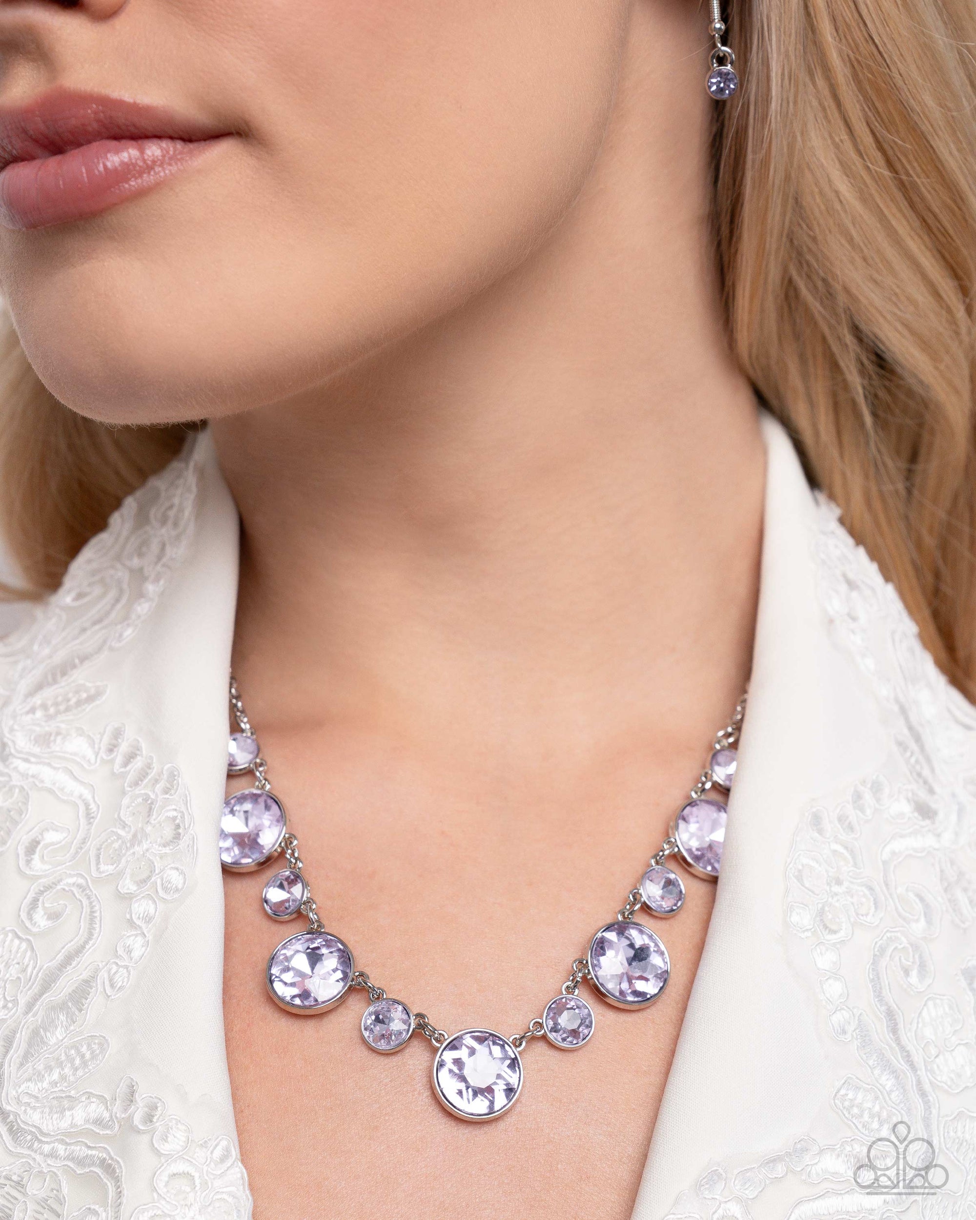 Genteel Gallery Purple Rhinestone Necklace - Paparazzi Accessories- lightbox - CarasShop.com - $5 Jewelry by Cara Jewels