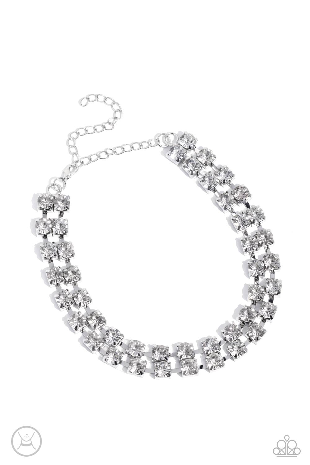 Glistening Gallery White Rhinestone Choker Necklace - Paparazzi Accessories- lightbox - CarasShop.com - $5 Jewelry by Cara Jewels