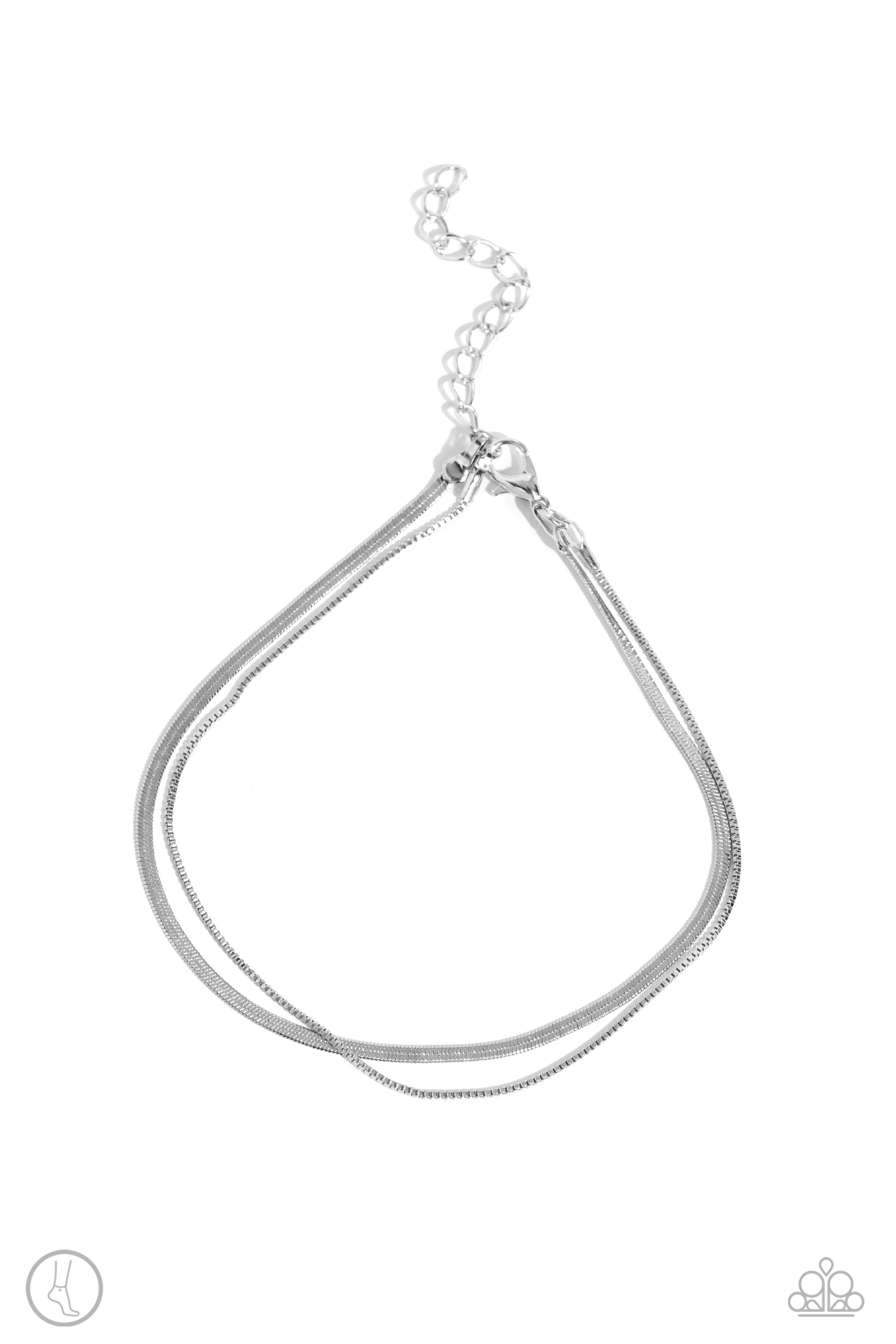 Glistening Gauge Silver Chain Anklet - Paparazzi Accessories- lightbox - CarasShop.com - $5 Jewelry by Cara Jewels