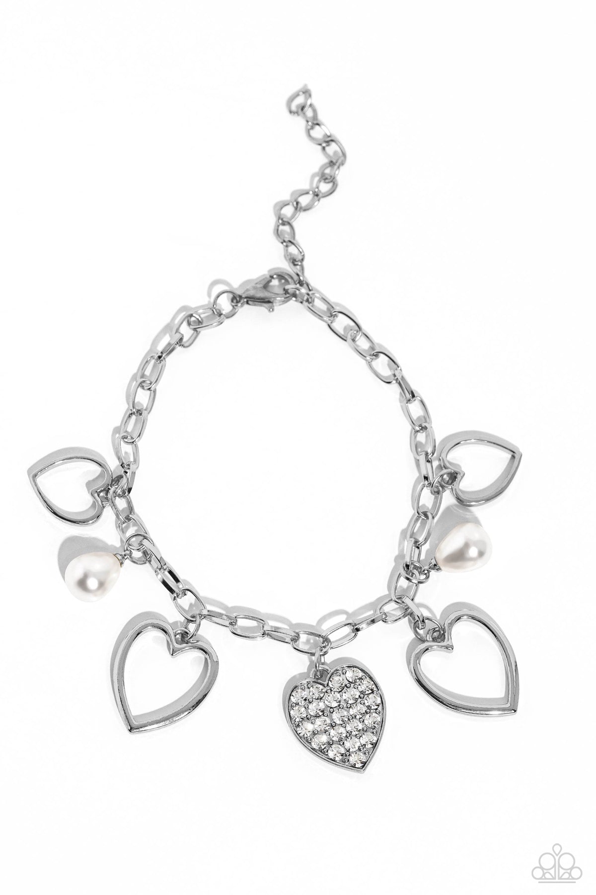 GLOW Your Heart White Bracelet - Paparazzi Accessories- lightbox - CarasShop.com - $5 Jewelry by Cara Jewels