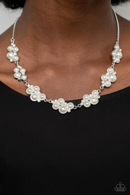 GRACE To The Top White Necklace - Paparazzi Accessories- lightbox - CarasShop.com - $5 Jewelry by Cara Jewels