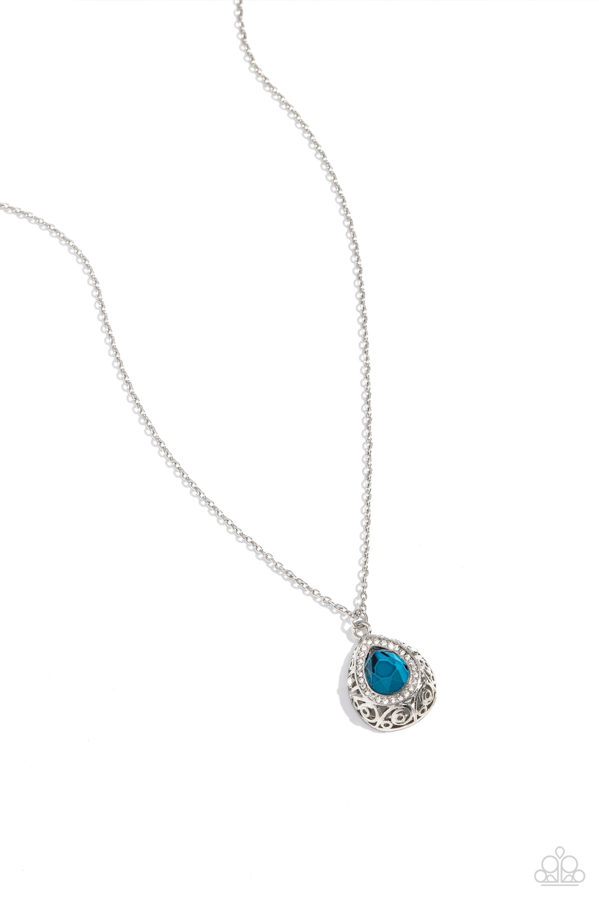 Gracefully Glamorous Blue Rhinestone Necklace - Paparazzi Accessories- lightbox - CarasShop.com - $5 Jewelry by Cara Jewels