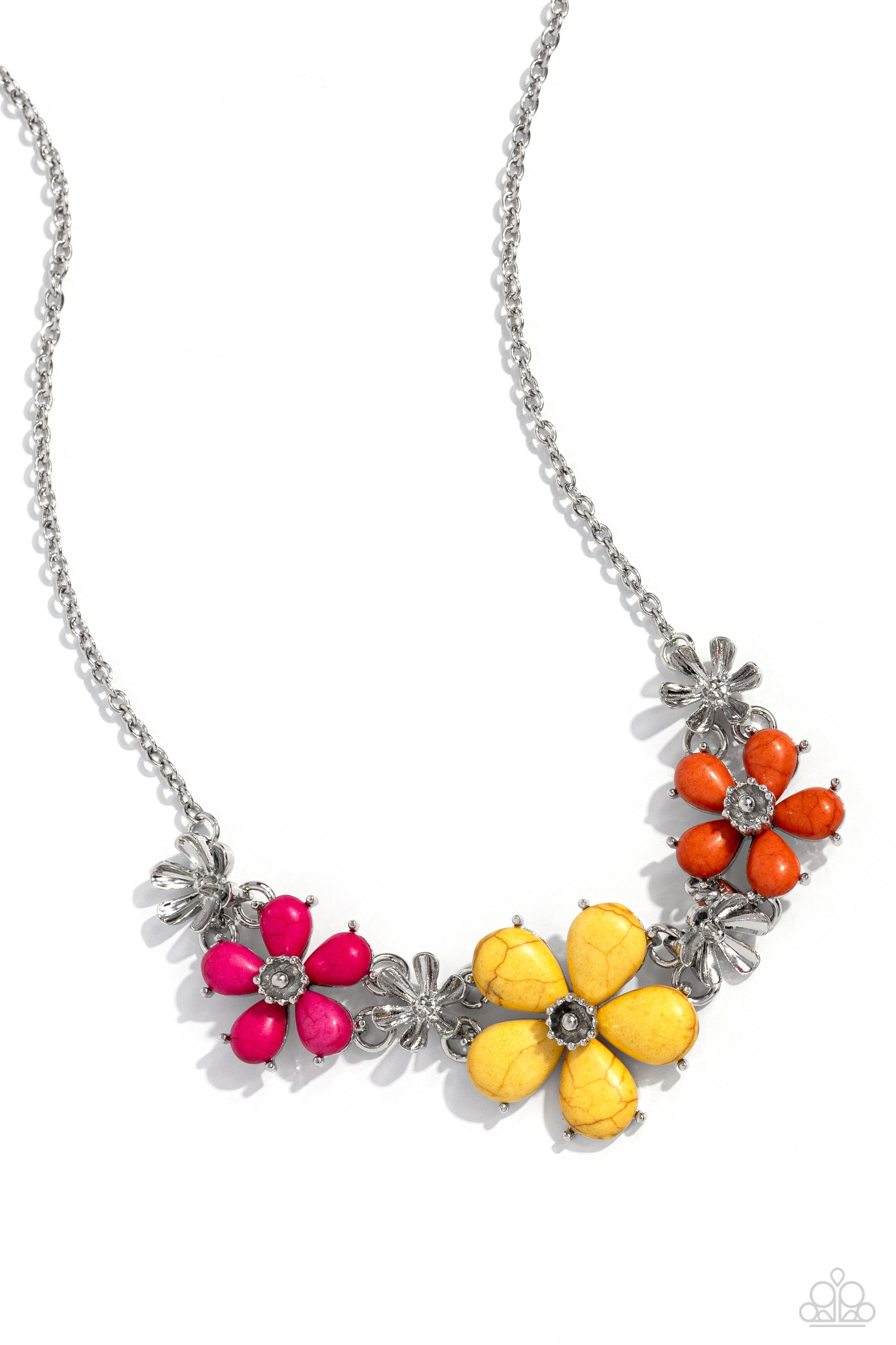 Growing Garland Yellow & Multi Stone Flower Necklace - Paparazzi Accessories- lightbox - CarasShop.com - $5 Jewelry by Cara Jewels