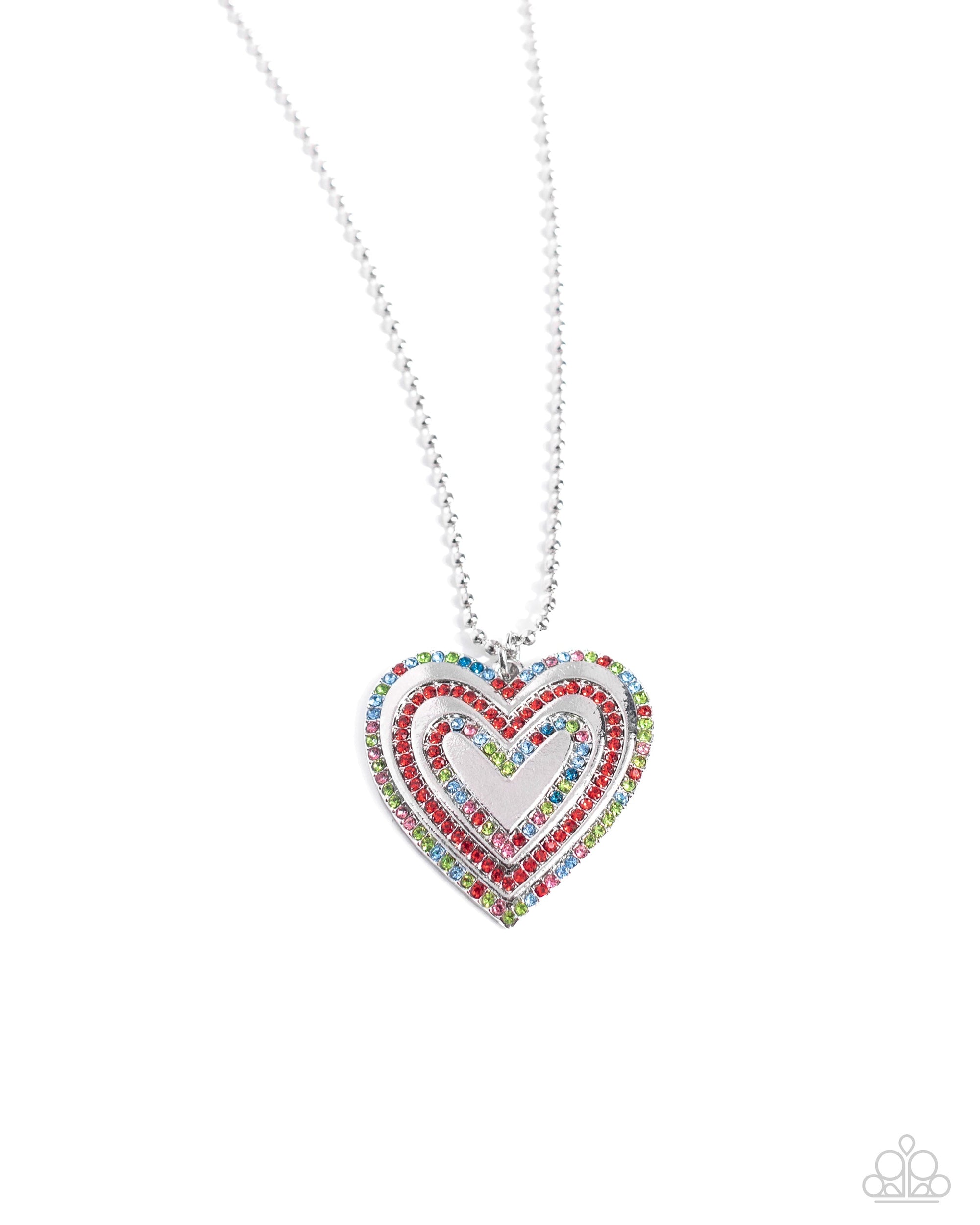 Hallucinatory Hearts Red Rhinestone Necklace - Paparazzi Accessories- lightbox - CarasShop.com - $5 Jewelry by Cara Jewels