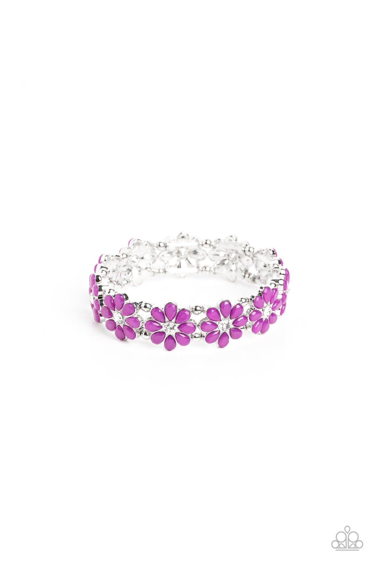 Hawaiian Holiday Purple Flower Bracelet - Paparazzi Accessories- lightbox - CarasShop.com - $5 Jewelry by Cara Jewels