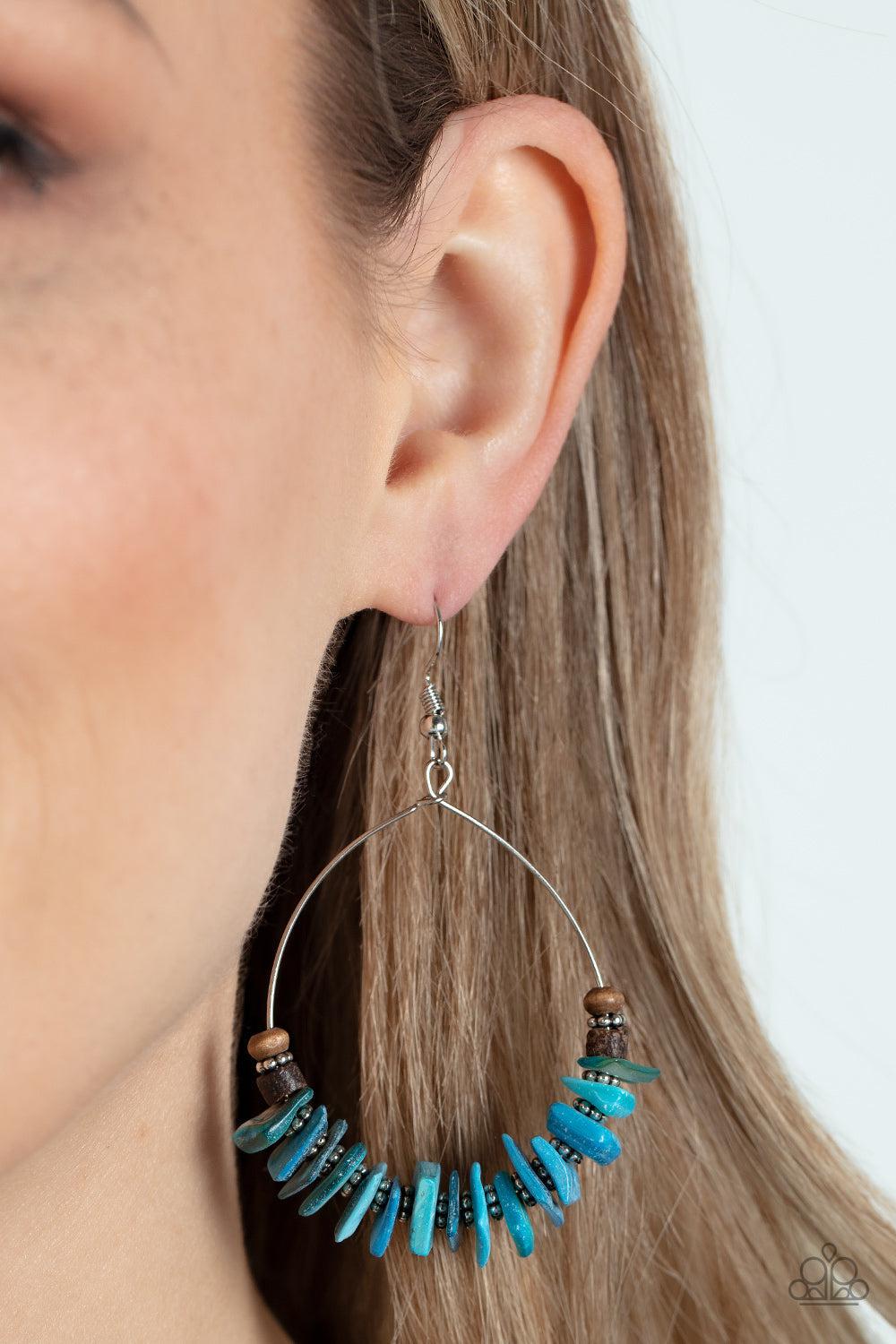Hawaiian Kiss Blue Pebble Earrings - Paparazzi Accessories-on model - CarasShop.com - $5 Jewelry by Cara Jewels