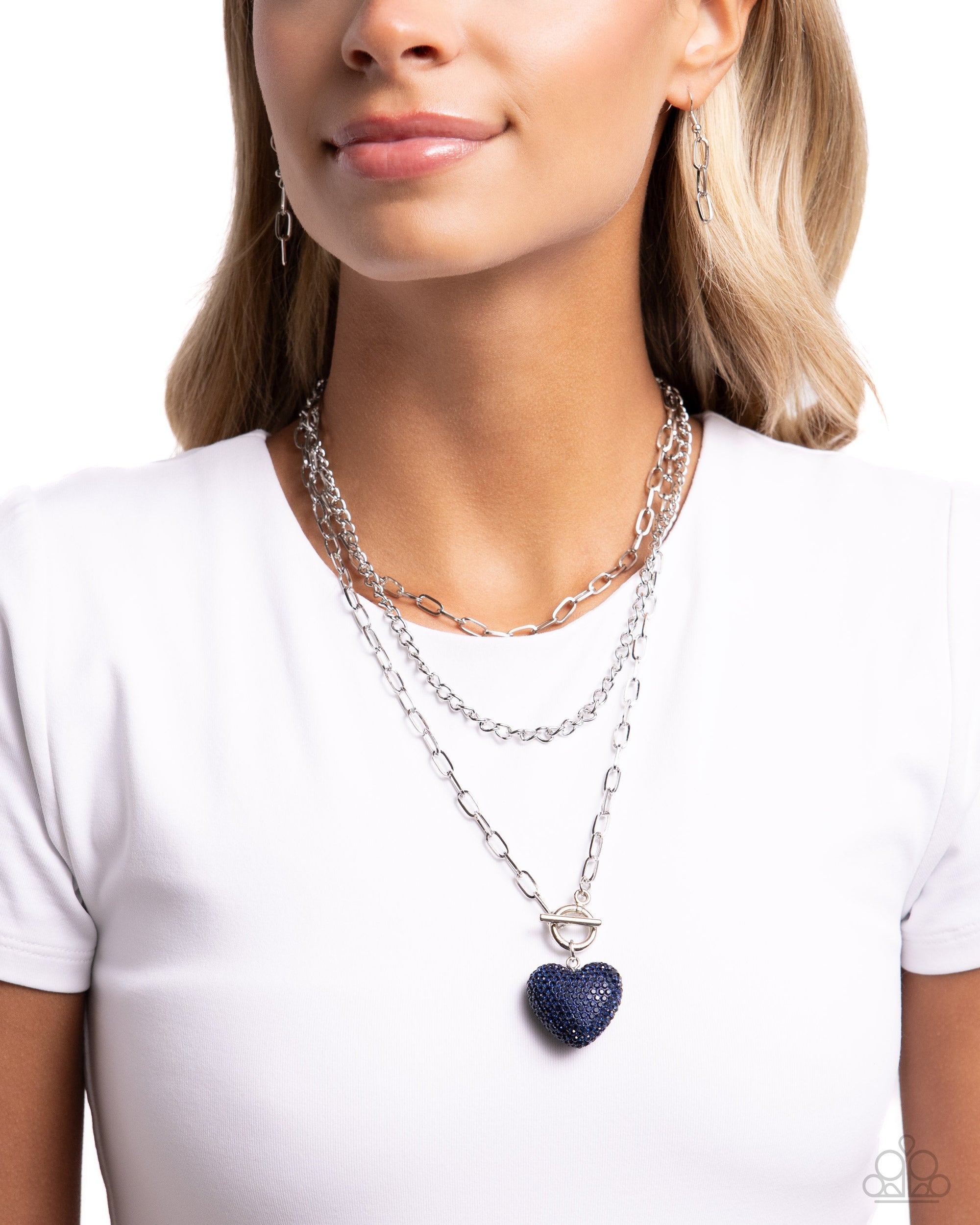 HEART Gallery Blue Necklace - Paparazzi Accessories- lightbox - CarasShop.com - $5 Jewelry by Cara Jewels